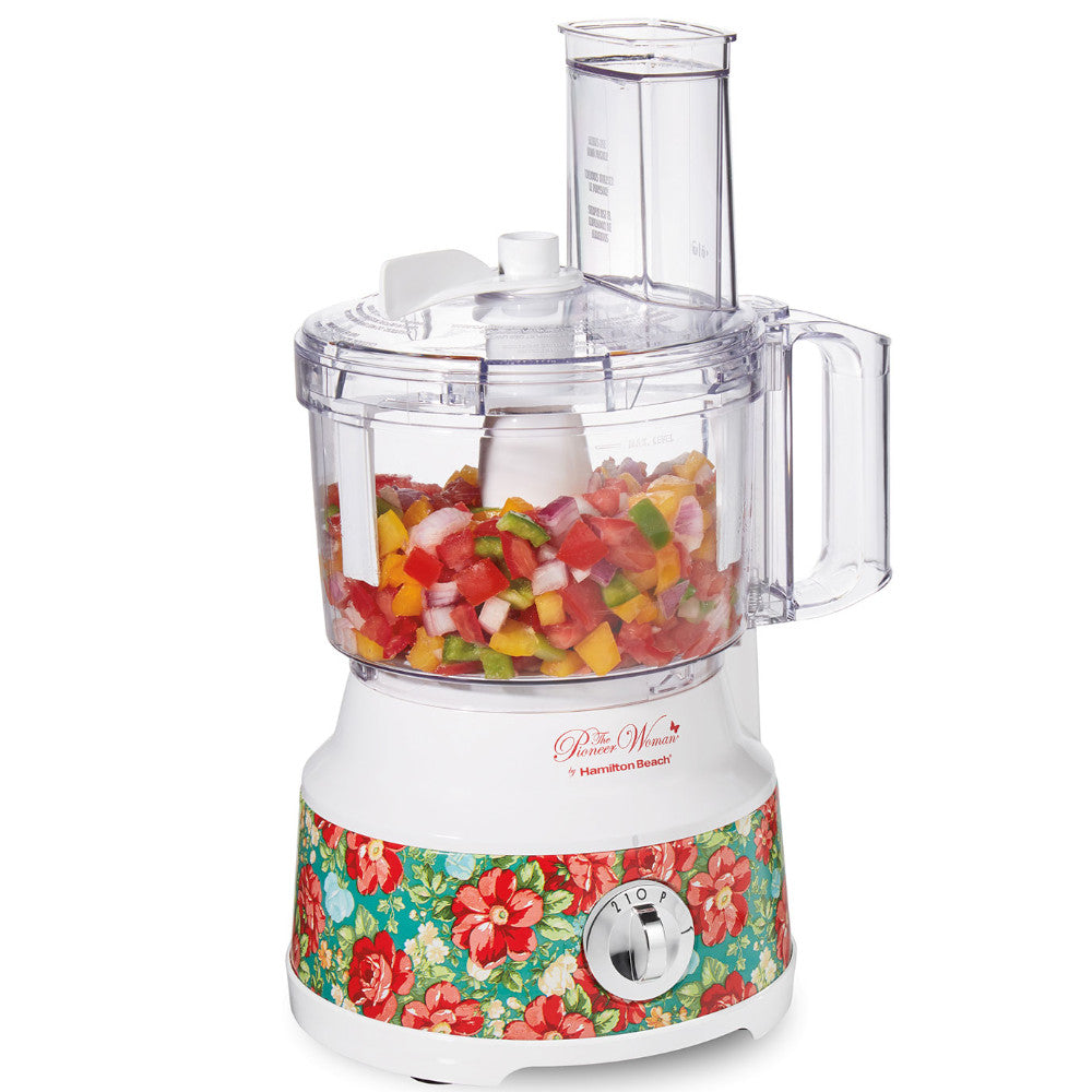 Hamilton Beach Pioneer Woman Vintage Floral 10-Cup Food Processor with Bowl Scraper - 70731 - Perfect for Baking, Meal Prep & Kitchen Decor