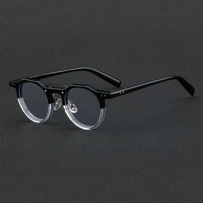 CCspace Unisex Full Rim Flat Top Round Acetate Eyeglasses Frame 56934 - Stylish & Lightweight for Work, Reading & Everyday Wear