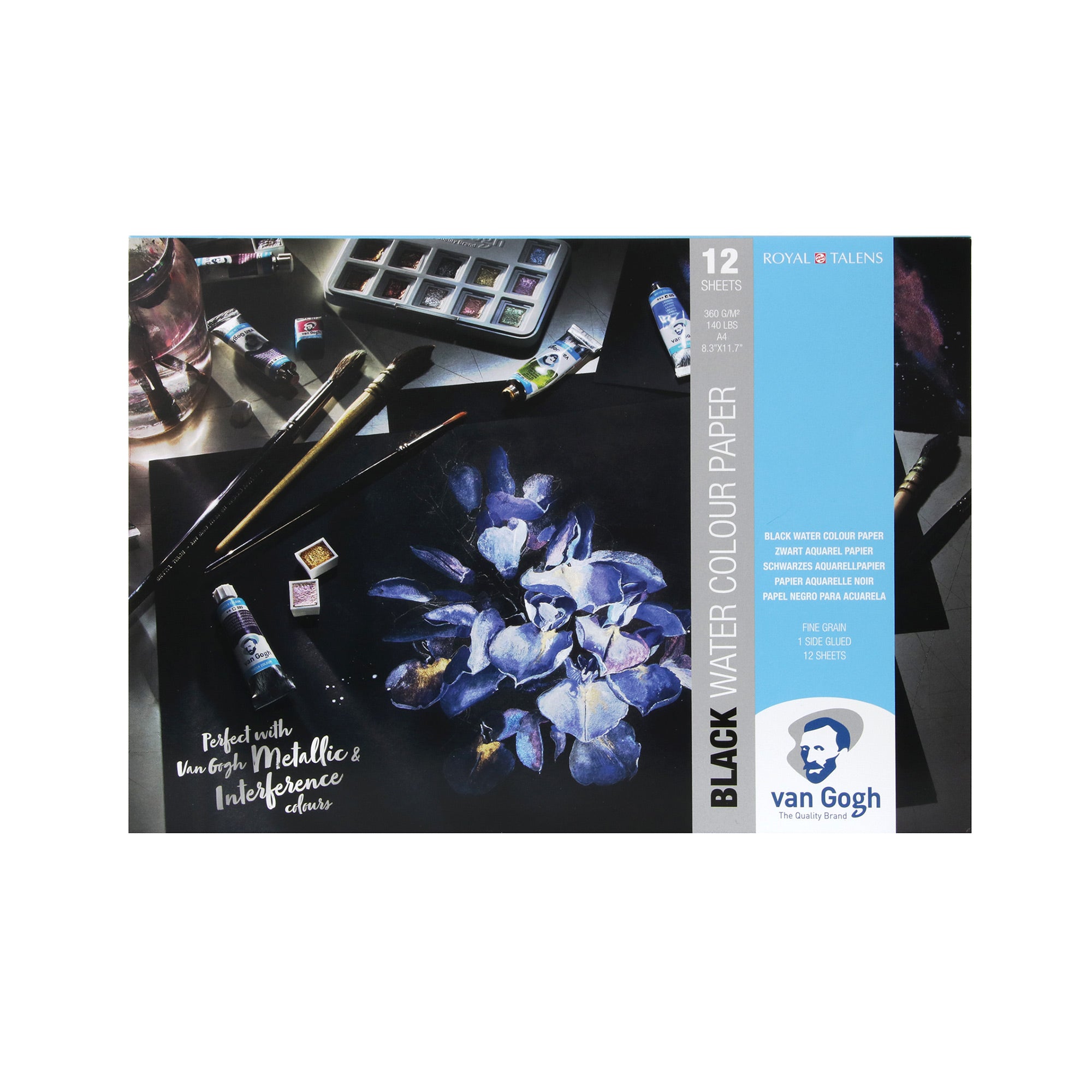 Premium A4 Black Watercolor Paper Pad - 300gsm, Acid-Free, 30 Sheets - Ideal for Artists, Calligraphy & Mixed Media Projects