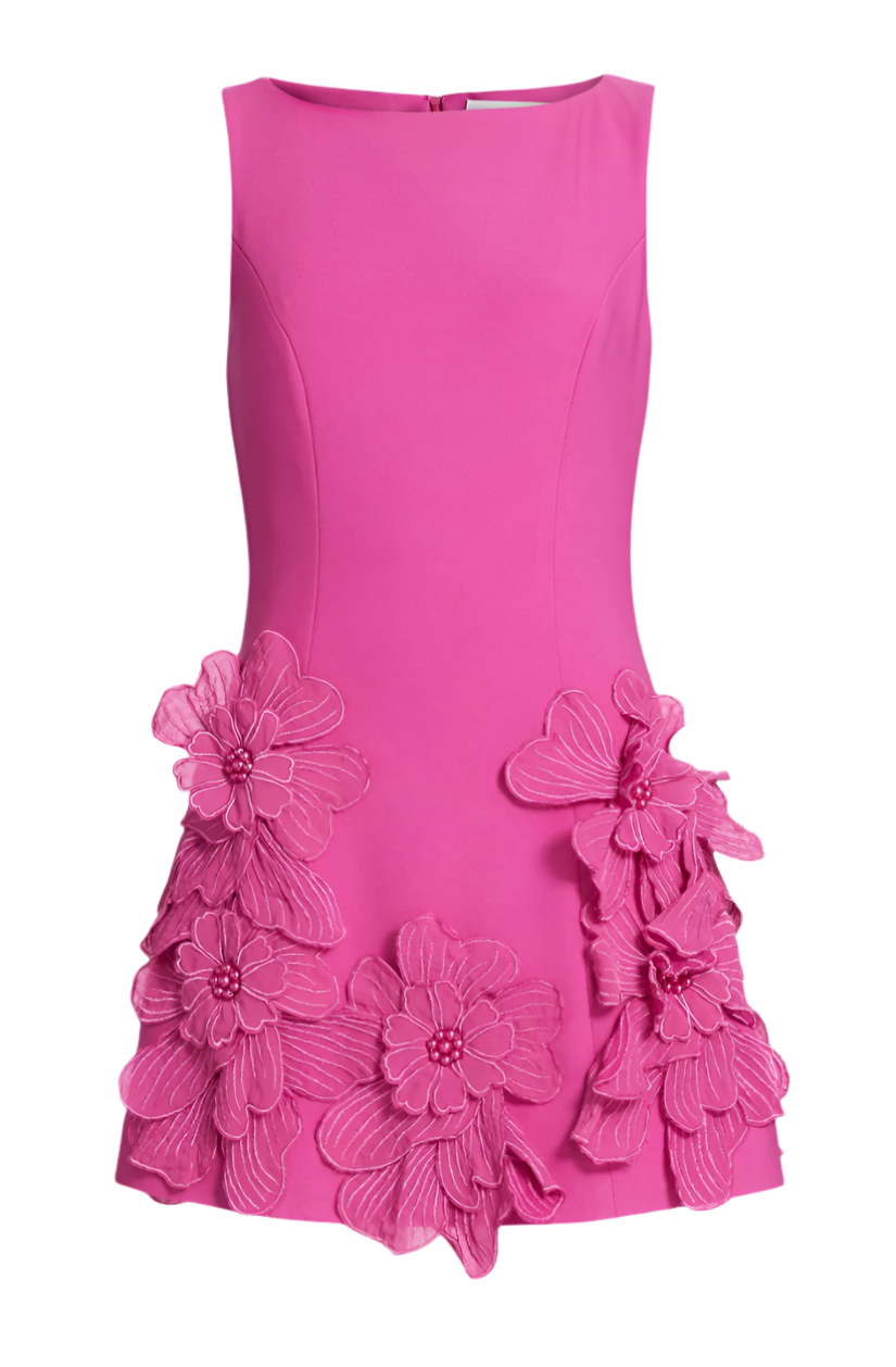 Adalgisa Floral Applique Mini Dress for Women - Elegant Pink Summer Party Cocktail Dress | Perfect for Weddings, Date Nights & Special Occasions