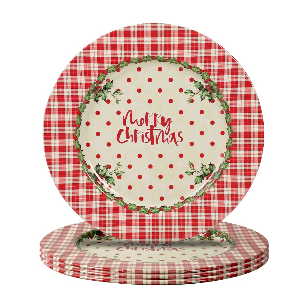 4-Piece Christmas Dinner Charger Plates Set - Elegant Holiday Table Decor for Women & Kids - Perfect for Christmas Parties, Family Gatherings & Festive Dining