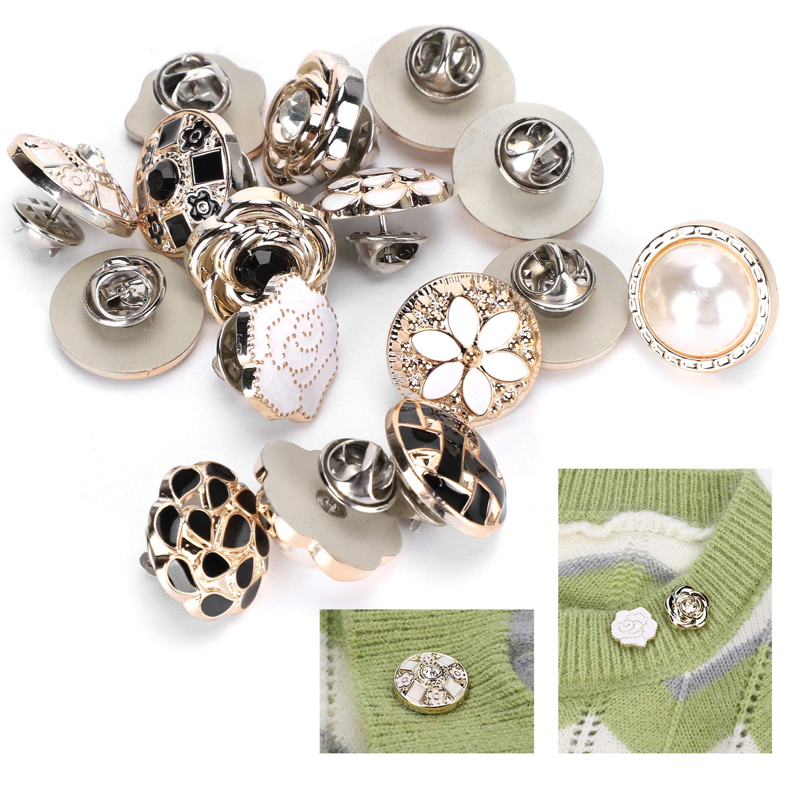 30Pcs V-Neck Lapel Safety Pins - Detachable Collar Button Pins for Women's Shirts, Brooch Buttons & Concealed Cover Up | Perfect for Formal Wear, Office Attire & Special Occasions