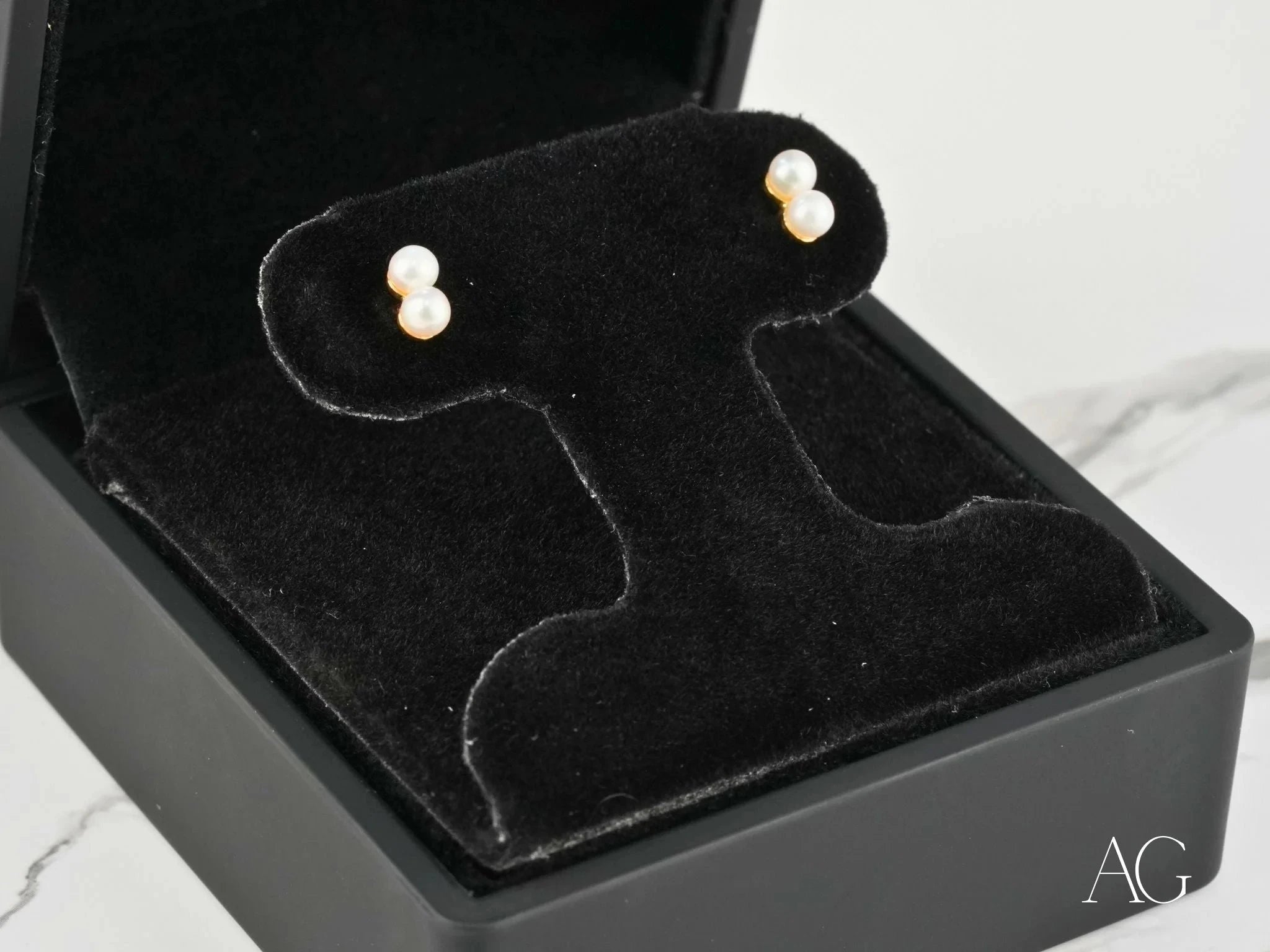 18K Gold Double Pearl Stud Earrings for Women - Elegant Pearl Jewelry Gift for Wedding, Anniversary & Special Occasions