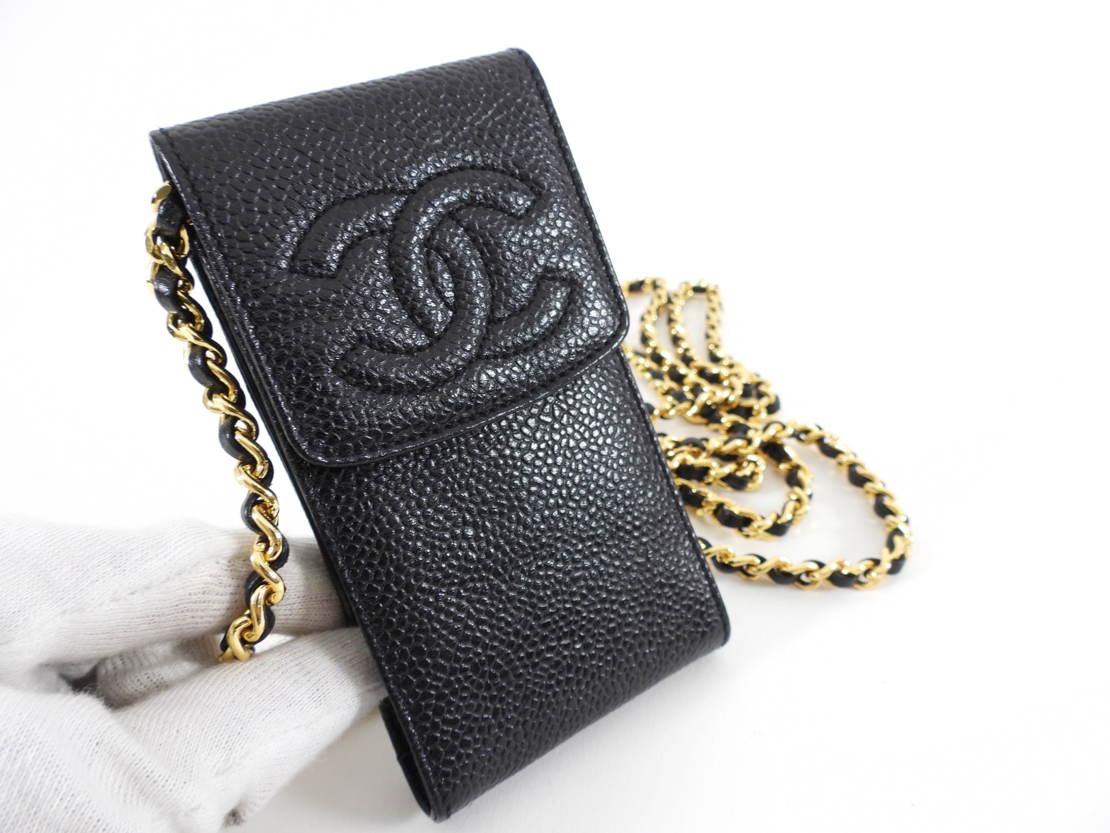 Vintage Chanel 1994 Black Caviar Leather Crossbody Card Holder Pouch Bag - Perfect for Everyday Use, Travel & Special Occasions