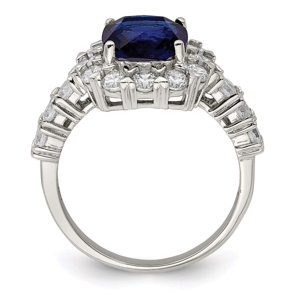 925 Sterling Silver Sapphire Glass & Cubic Zirconia Ring for Women - Elegant Fine Jewelry Gift for Her, Perfect for Anniversary, Birthday & Valentine's Day