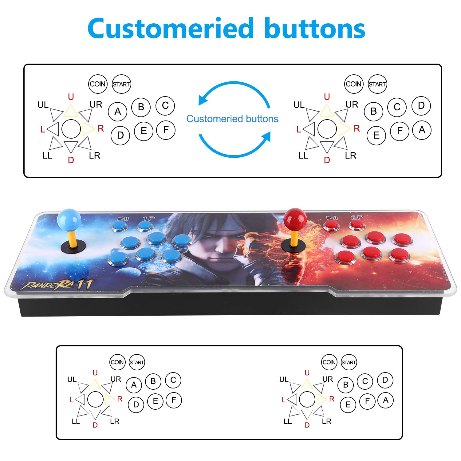 Pandora Treasure 3D Arcade Game Console - 30000 Preloaded Games, 1280x720P HD, Supports 3D & Online Multiplayer (4 Players), Expandable Game Library, Favorite List, Dual Player Controls (Yellow) - Perfect for Family Game Nights & Retro Gaming Enthusiasts