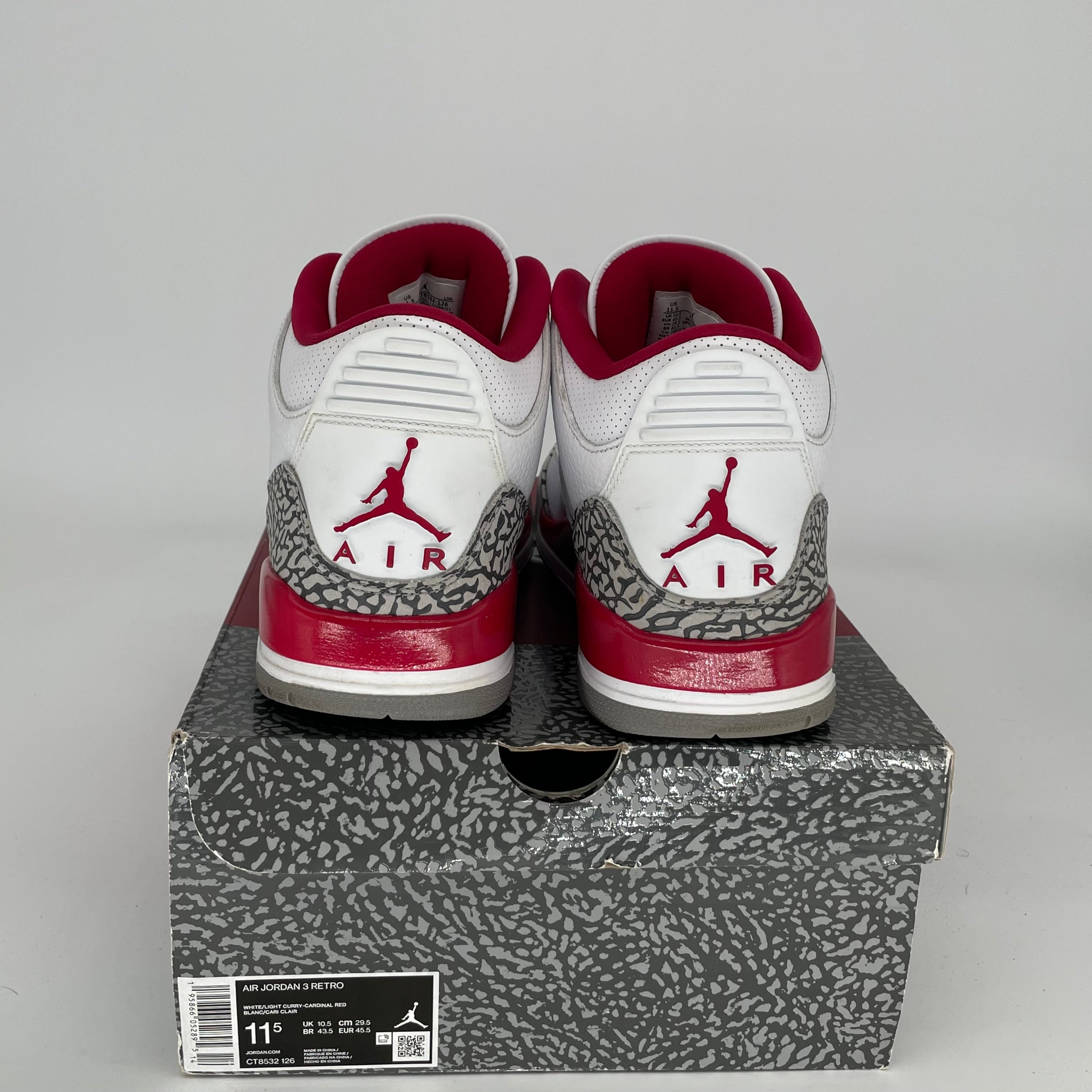 AIR JORDAN 3 CARDINAL RED Men's Basketball Shoes Size 11.5 - CT8532-126 | Retro Sneakers for Casual Wear, Street Style & Sports Performance