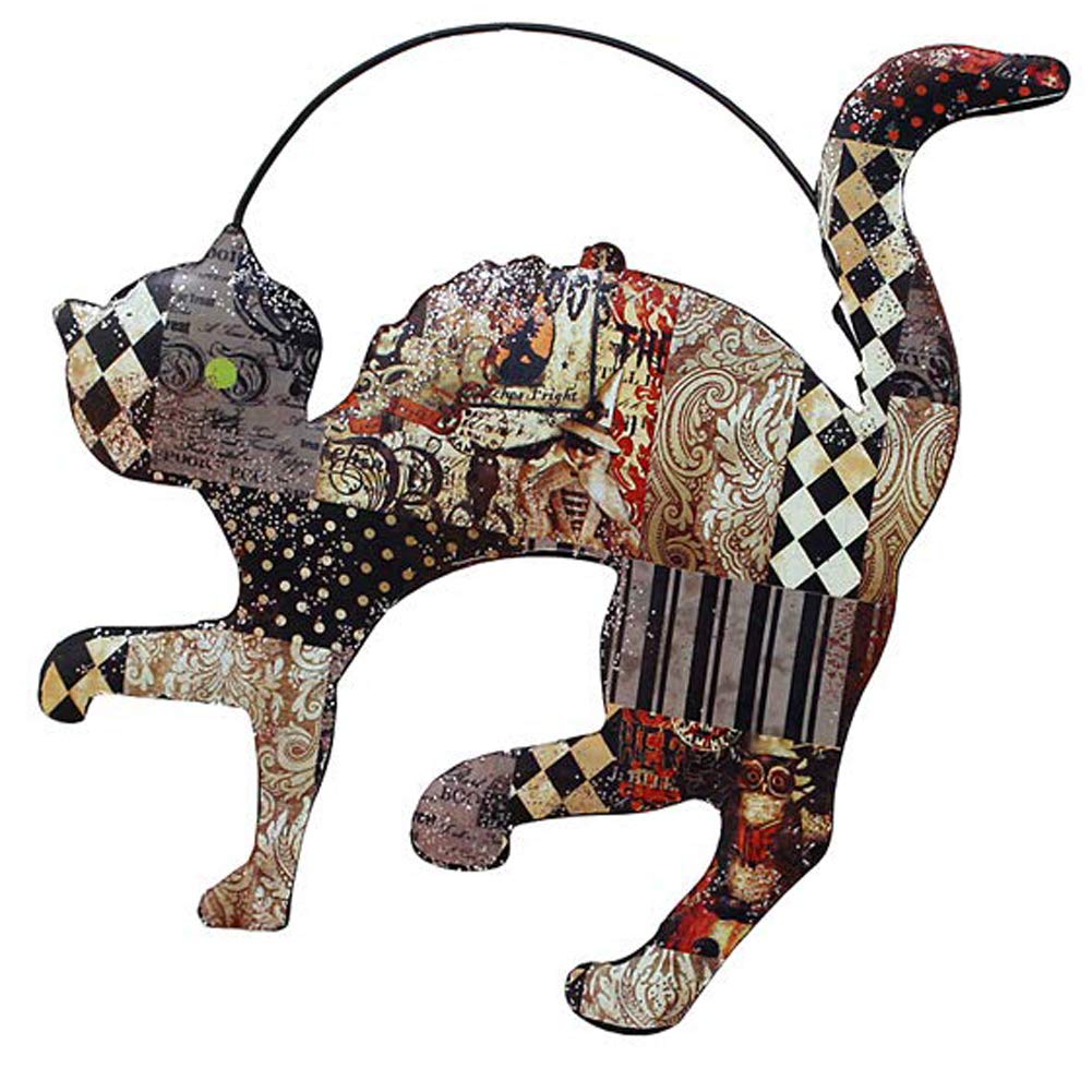 Halloween Metal Hanging Door Decor & Wall Signs - Indoor Outdoor Haunted House Decorations for Home, School, Office Party - Spooky Halloween Cat Decor - Perfect for Halloween Parties, Trick-or-Treat Displays & Seasonal Home Decor