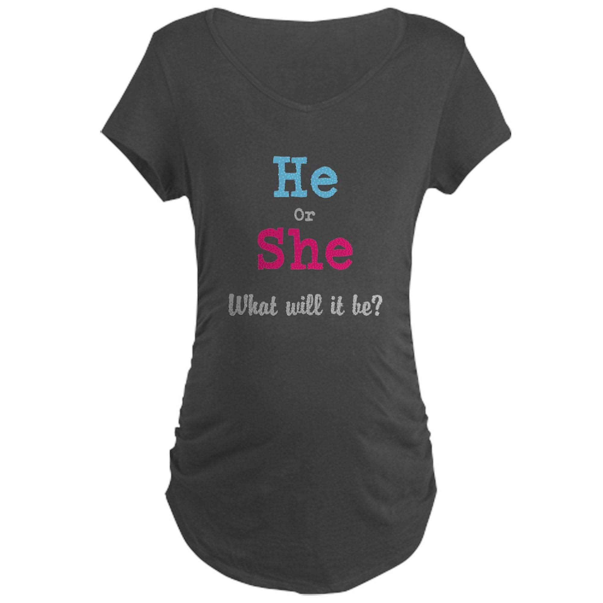 Gender Reveal Maternity T-Shirt for Women - Stretchy Ruched Side Pregnancy Top for Baby Shower & Announcement Parties