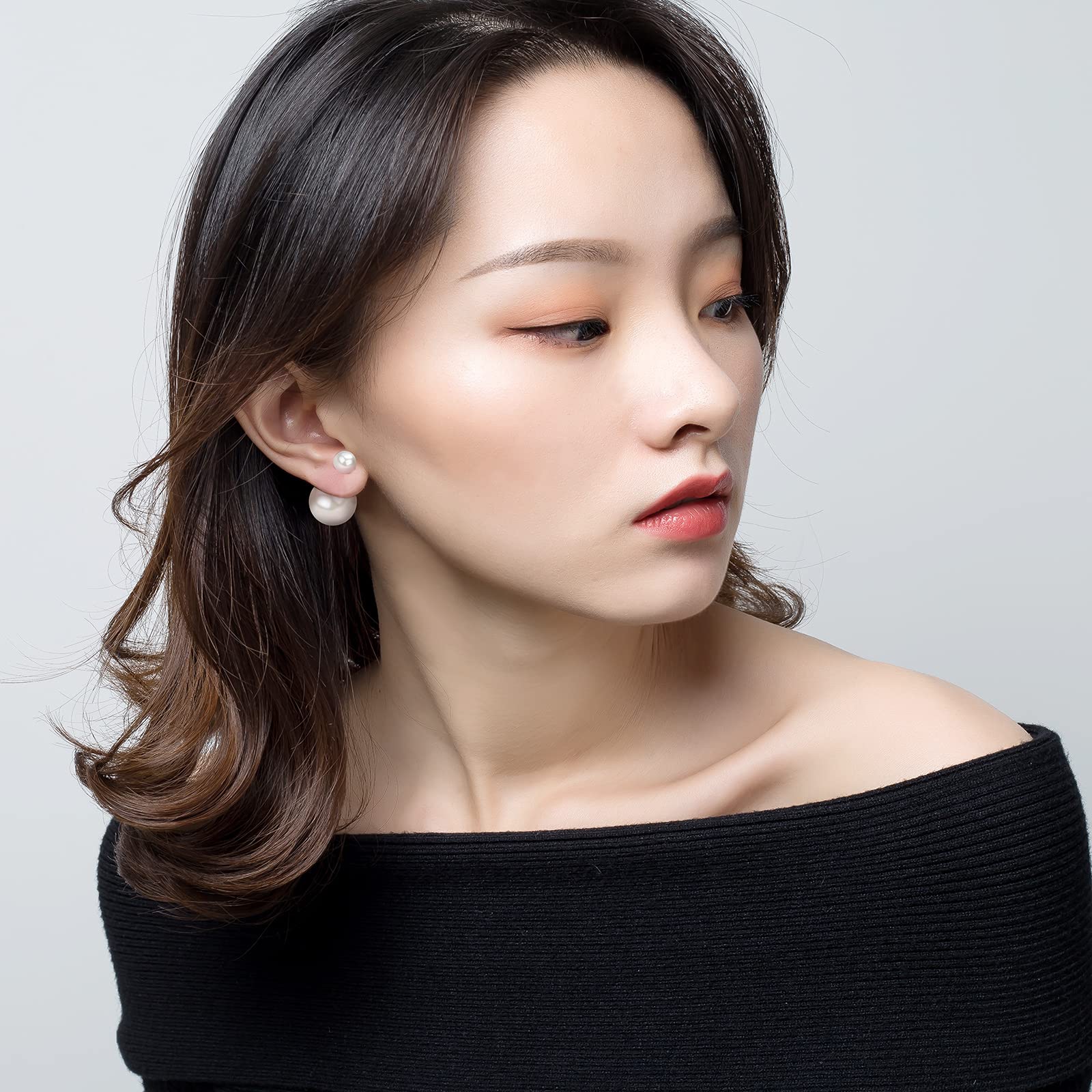 Elegant Double-Sided Pearl Earrings for Women - 925 Sterling Silver Stud Earrings with Front & Back Pearls - Perfect for Wedding, Party, Anniversary & Special Occasion Gifts
