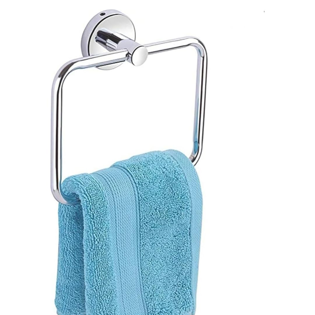 Premium 100% Stainless Steel Square Towel Ring Set - 2 Pack, Rust-Resistant Bathroom Hardware for Modern Homes - Perfect for Bathrooms, Kitchens, and Spa Areas