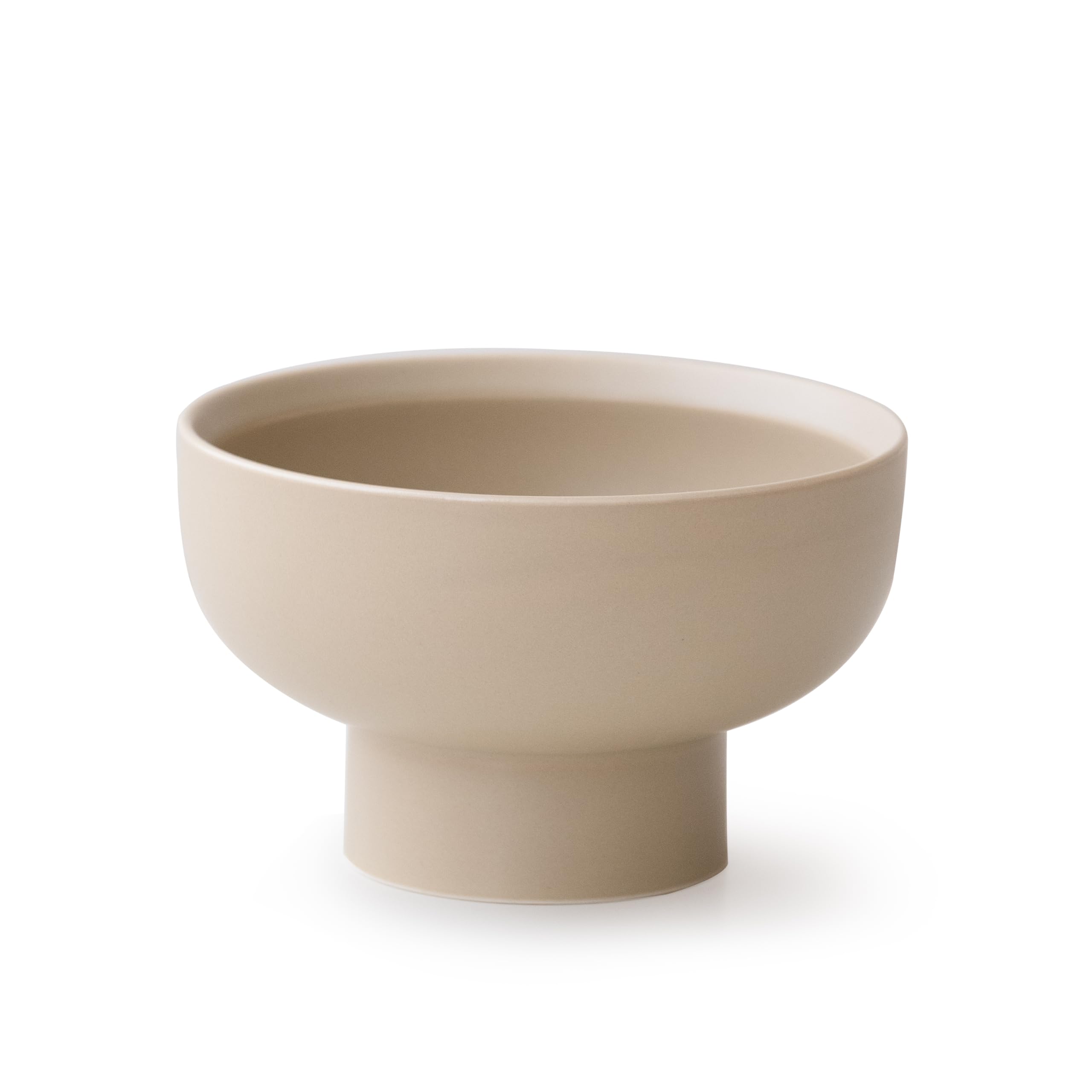 Ceramic Pedestal Fruit Bowl - Small Round Salad Bowl for Coconut Café Decor