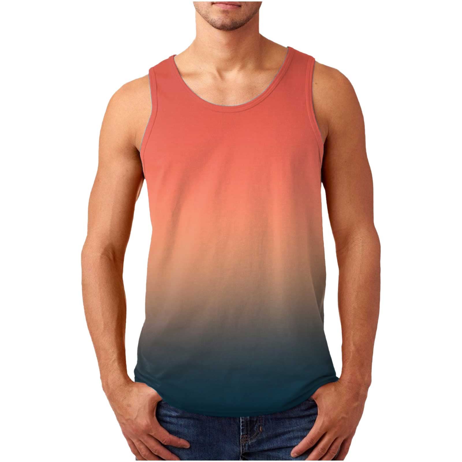 NaRHbrg Men's Cool Palm Tree Graphic Sleeveless Muscle Tank Top - Breathable Workout Shirt for Gym, Jogging & Summer Beach Wear