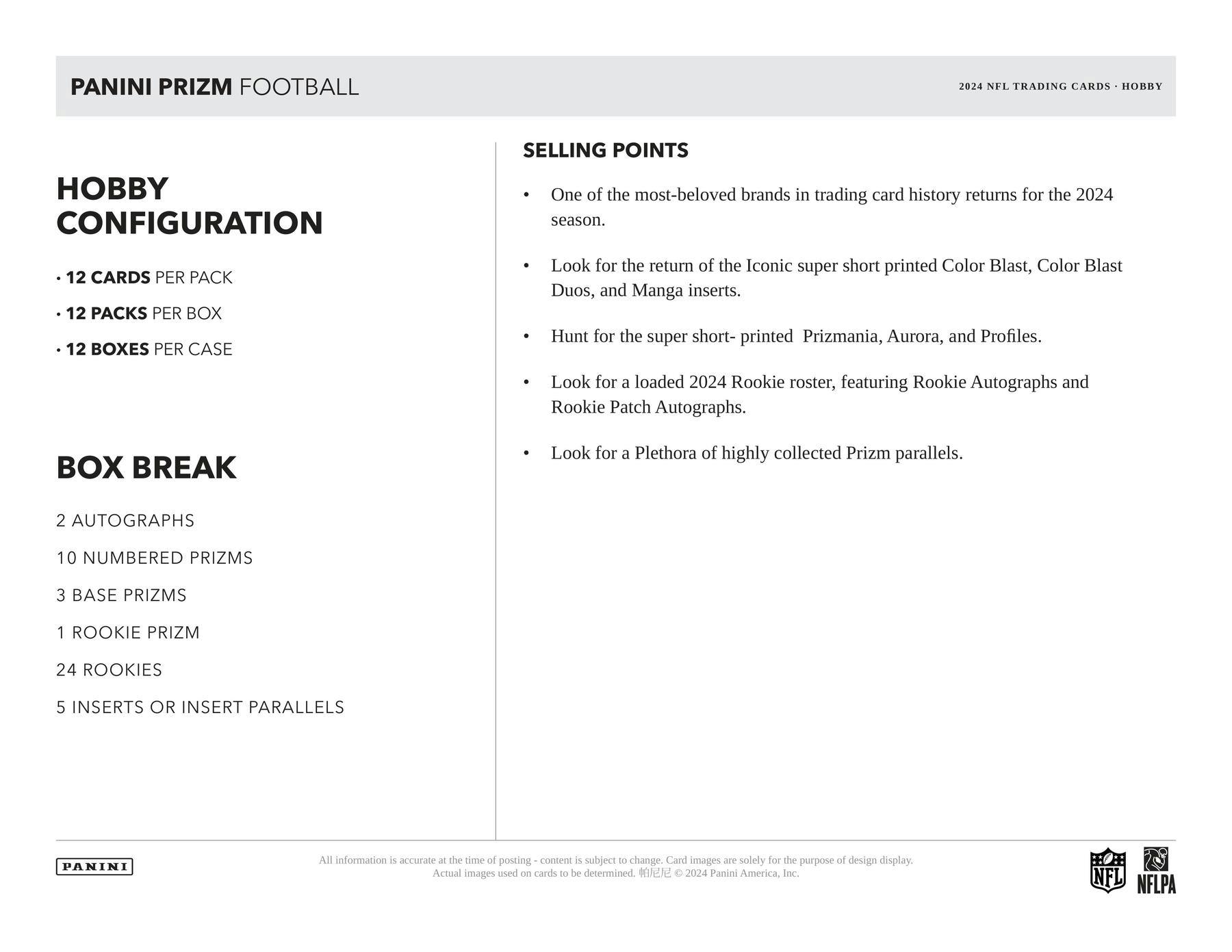 2024 Panini Prizm Football Hobby Box - 24 Packs with Exclusive Rookie Cards & Autographs | Perfect for Collectors, Fantasy Sports & Investment