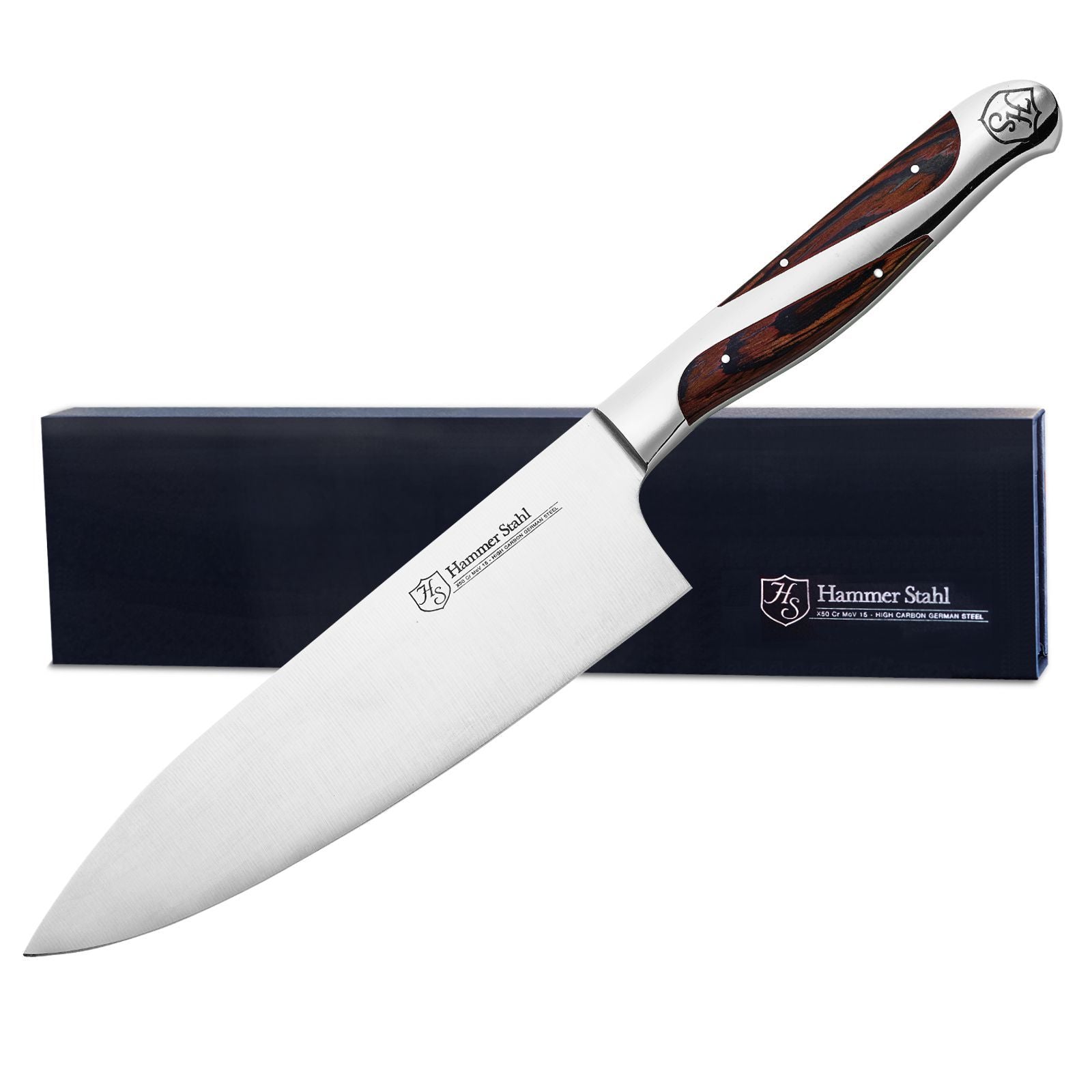 Premium Hammer Stahl 6-Inch Chef's Knife - High Carbon German Steel, Razor Sharp Blade, Ergonomic Handle - Perfect for Slicing, Dicing & Chopping Vegetables, Meat & Herbs in Professional & Home Kitchens
