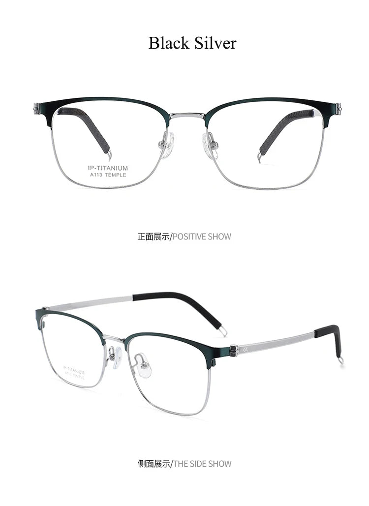 Bclear Unisex Full Rim Square Titanium Eyeglasses A113 - Lightweight Durable Frame for Men & Women - Perfect for Reading, Work & Everyday Wear