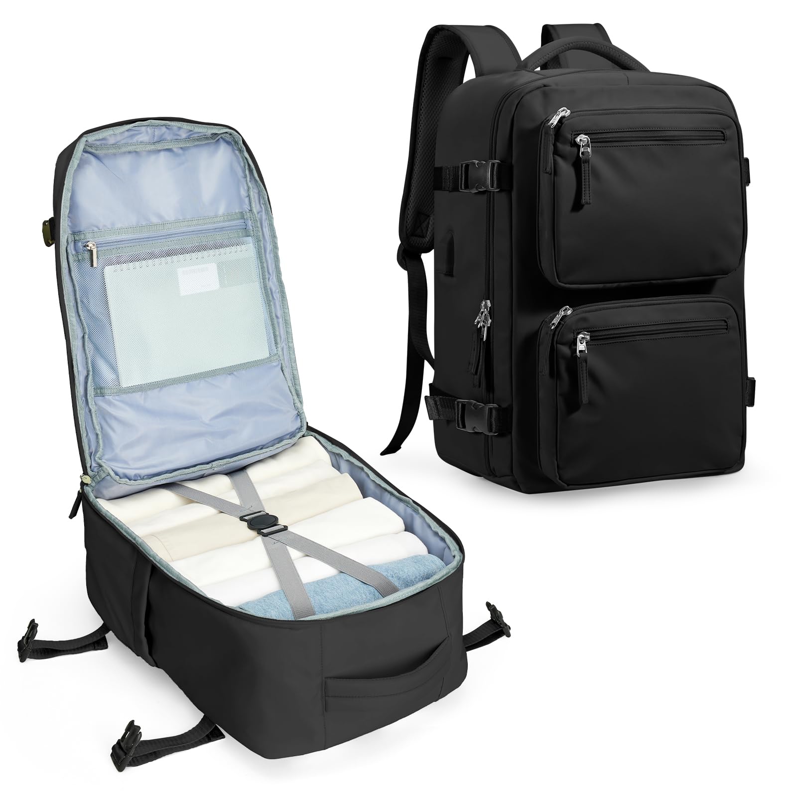 Large Travel Backpack for Men & Women - Flight Approved Carry-On Backpack with Waterproof Design - Perfect for Air Travel, Hiking, Commuting & TikTok Adventures