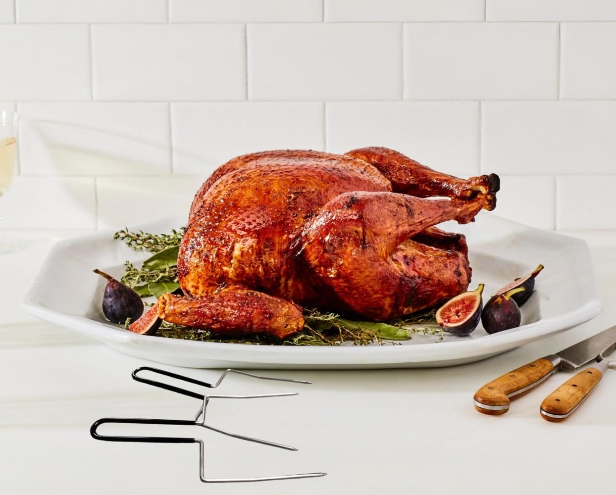 Premium Stainless Steel Turkey Lifter & Serving Set - 2-Prong Roast Meat Forks for Thanksgiving, Christmas & Holiday Dinners - Durable Poultry Lifters for Easy Carving & Serving - Perfect for Roast Turkey, Chicken & Ham