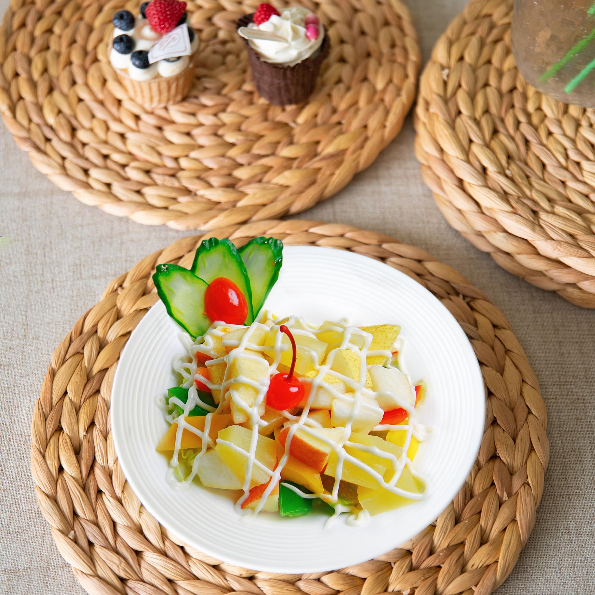 8-Pack Boho Woven Rattan Placemats - 13