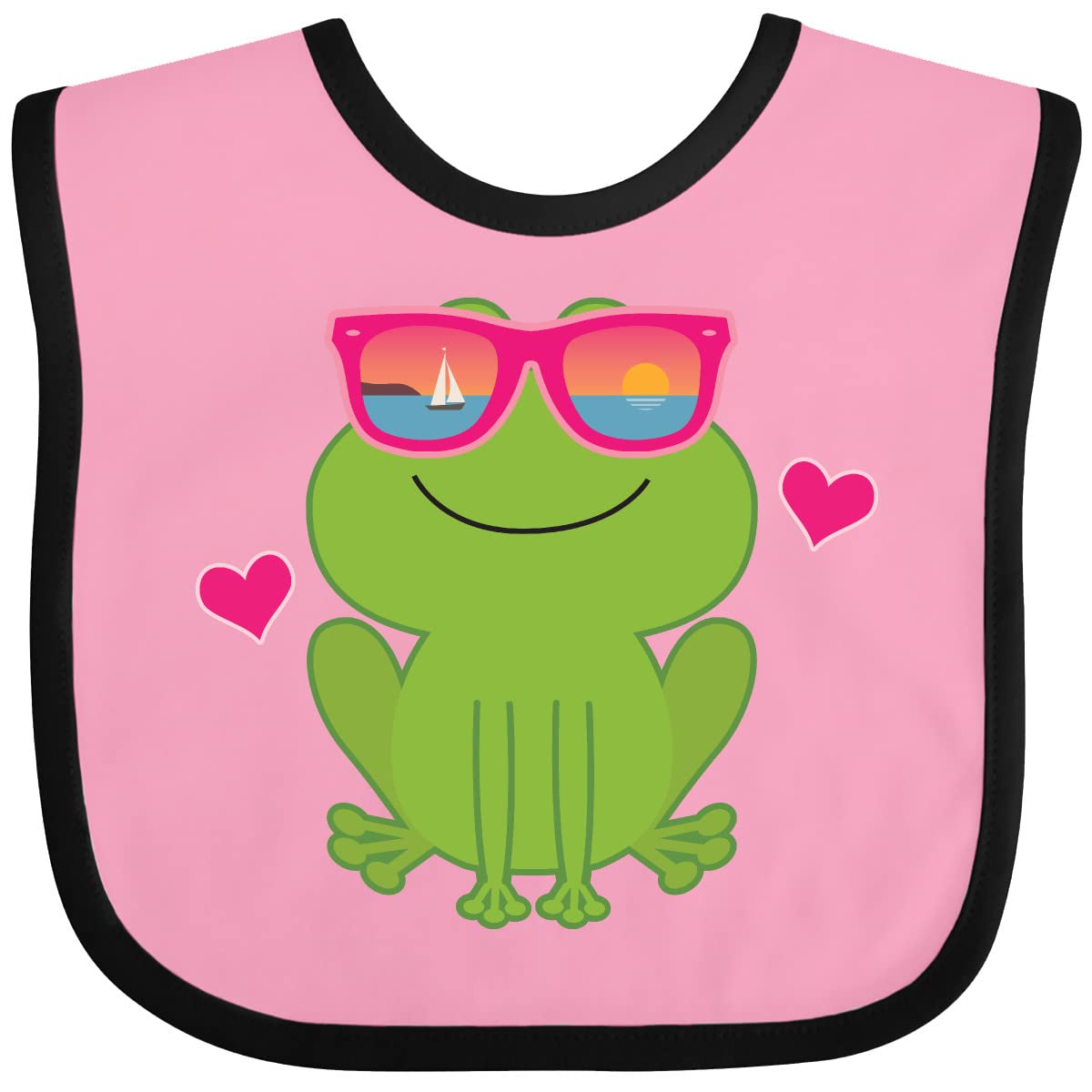 Inktastic Summer Frog Beach Vacation Sunglasses Baby Bib - Cute Frog Design UV Protection Sunglasses for Babies & Toddlers - Perfect for Beach Trips, Pool Parties, and Outdoor Adventures