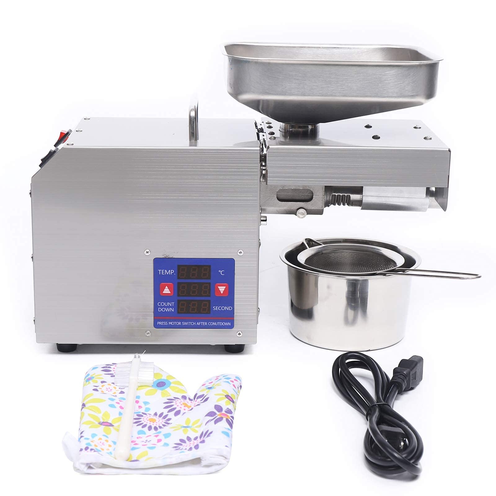 TBVECHI Automatic Oil Press Machine for Peanuts - Commercial Hot & Cold Oil Expeller Extractor - Perfect for Home, Restaurant, and Small Business Use