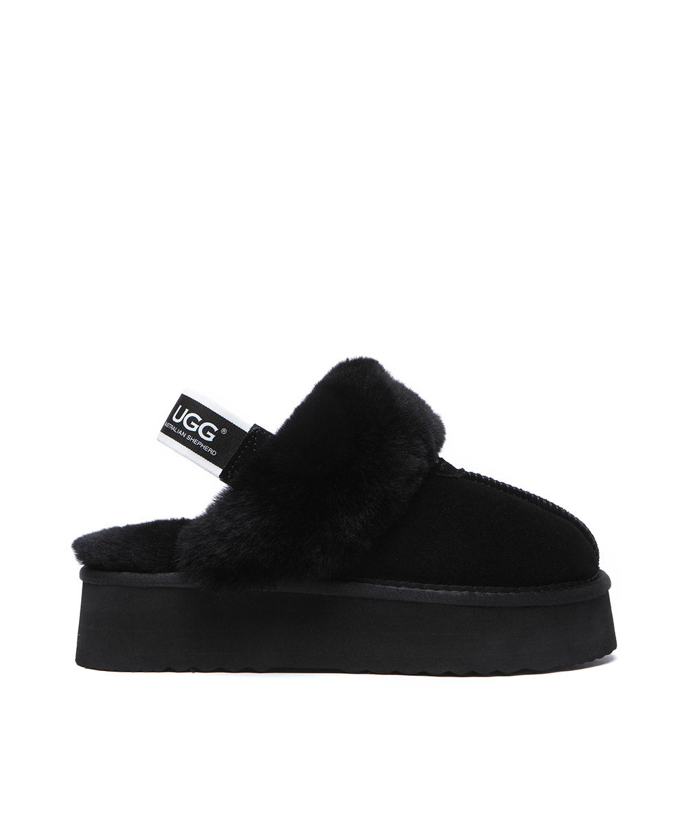 Women's UGG Platform Scuff Slippers - Cozy House Shoes for Indoor & Outdoor Wear - Perfect for Winter, Lounge & Home Comfort