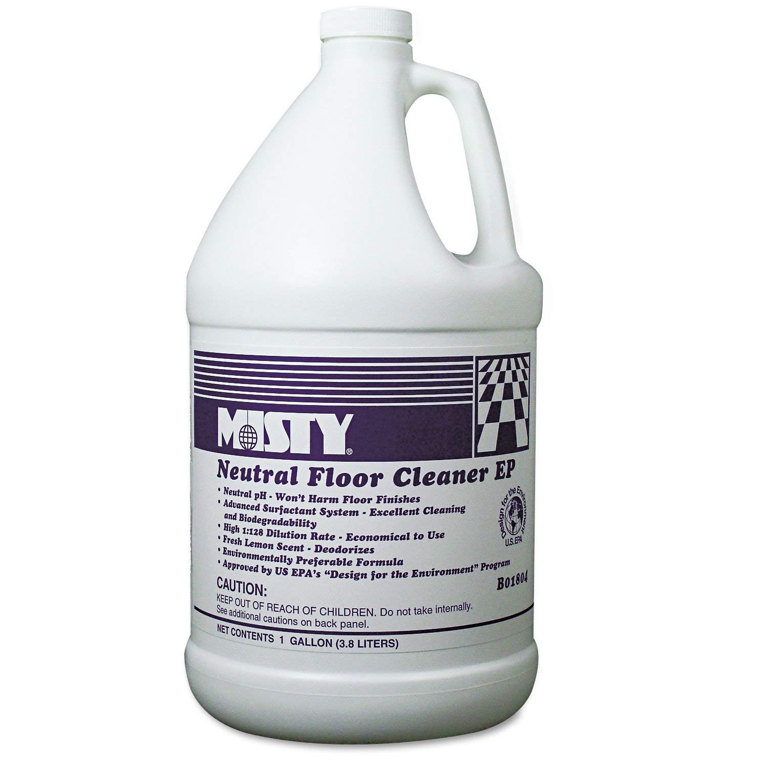 Misty Neutral Floor Cleaner EP - Lemon Scent, 1 Gallon Bottle (4 Pack) | All-Purpose Floor Cleaning Solution for Homes, Offices & Commercial Spaces