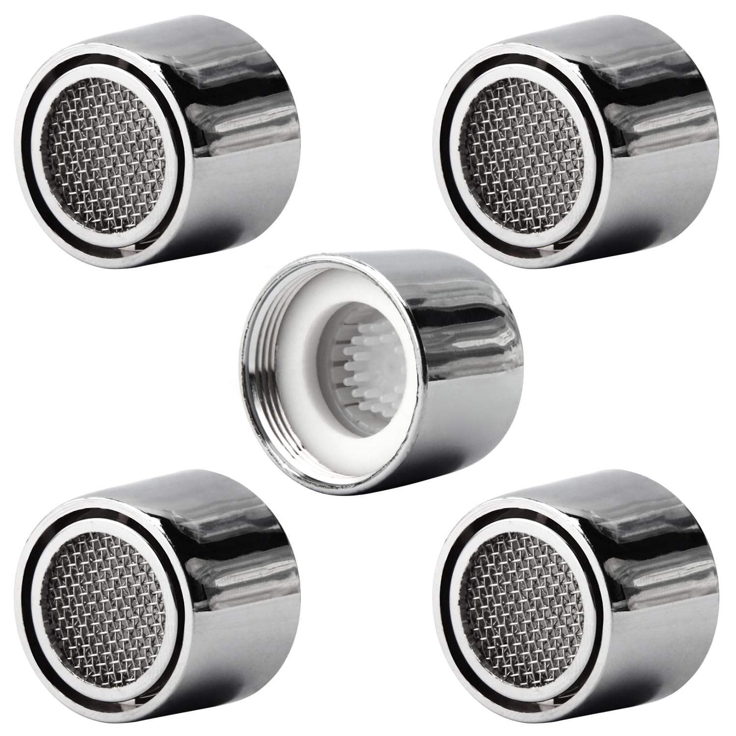 5PCS 55/64 Inch Faucet Aerators - Water Saving Flow Restrictor with Gasket, Female Thread Sink Aerator Replacement for Bathroom & Kitchen (22mm/0.86