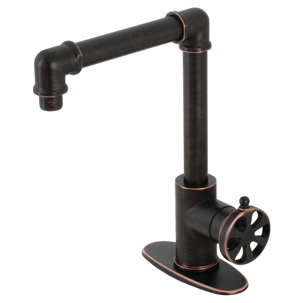 Belknap Single Handle 1 Hole Deck Mount Bathroom Faucet with Push Pop Up Drain - Chrome Finish Modern Waterfall Spout for Vanity Sink - Perfect for Small Bathrooms and Powder Rooms