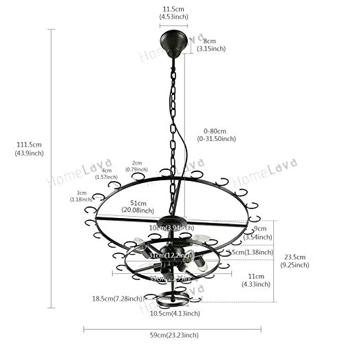 HomeLava Wine Glass Pendant Ceiling Light - Modern Chandelier for Living Room, Dining Room, Kitchen Island | Perfect for Home Decor, Restaurant Lighting (Wineglass Not Included)