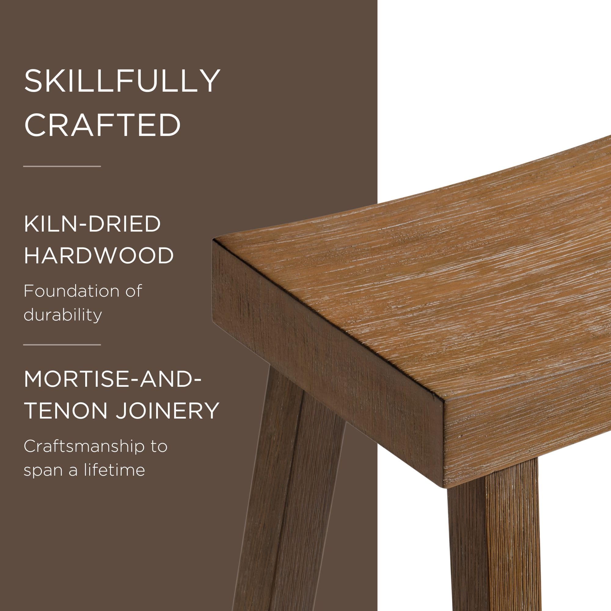 Modern Farmhouse Wood Bar Stool - 31 Inch Backless Kitchen Island & Pub Height Stool with Wide Comfortable Seat - Vincent Antiqued Natural Finish - Perfect for Kitchen, Dining Room & Home Bar Decor