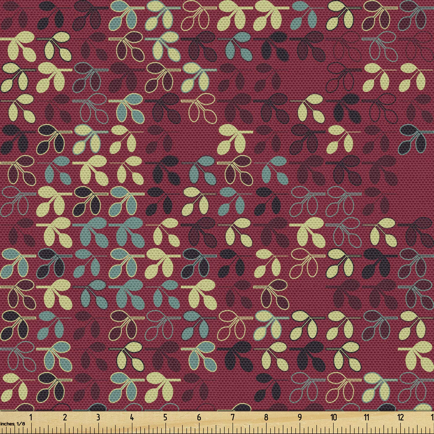 Ambesonne Leaves Fabric by The Yard - Foliage Silhouette Pattern, Abstract Nature Illustration, Spring Theme Decorative Fabric for Upholstery, Home Accents & DIY Projects (1 Yard, Multicolor) - Perfect for Curtains, Pillows, Table Runners & Crafting