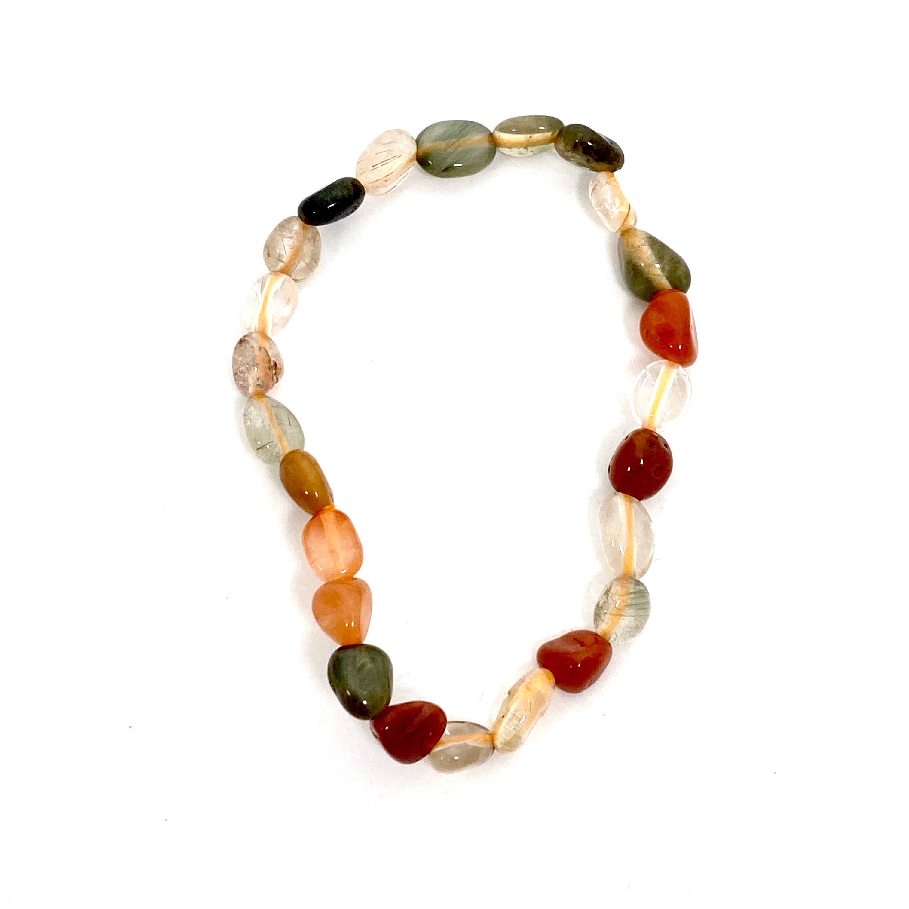 Natural Rutilated Quartz Beaded Bracelet for Women - Mix Color Gemstone Healing Jewelry for Energy, Protection & Positive Vibes - Perfect for Meditation, Yoga & Spiritual Gifts