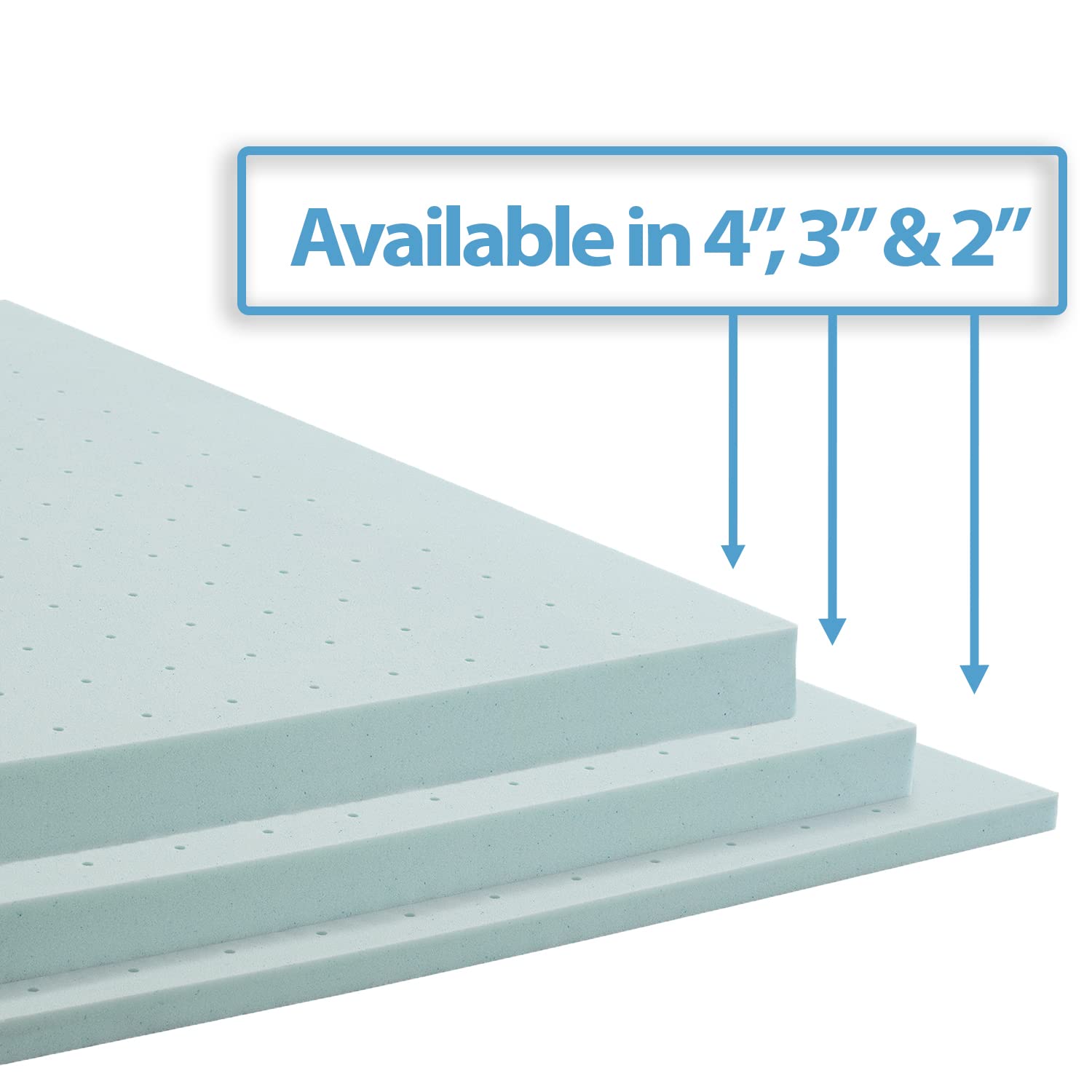 Nestl 2 Inch Gel-Infused Memory Foam Mattress Topper - Queen Size Cooling Mattress Pad with Ventilated Design | Blue | Pressure Relief for Back Pain, Hot Sleepers & Side Sleepers