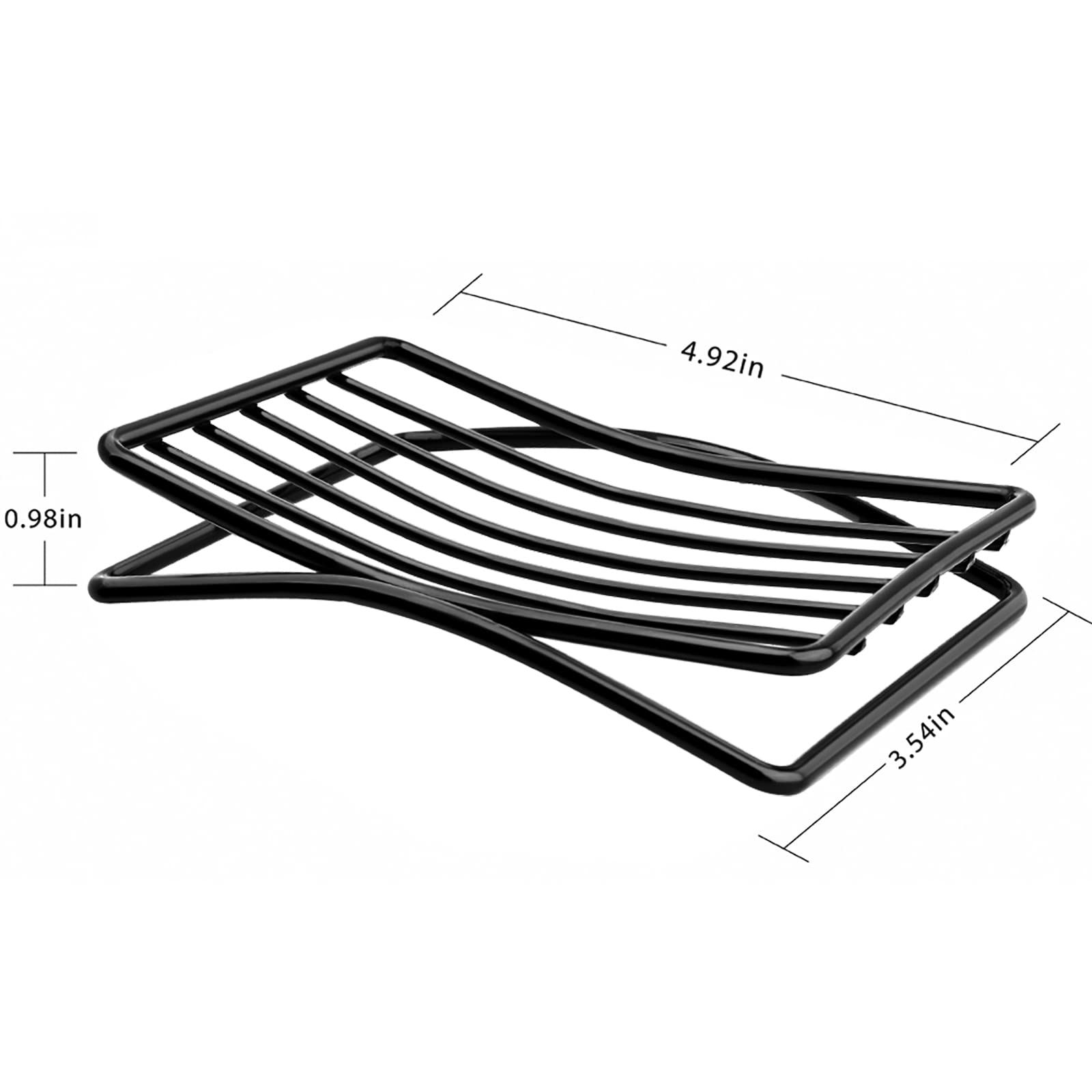 Stainless Steel Soap Dish & Sponge Holder - Self-Draining Bar Soap Tray for Shower, Bathroom, Kitchen Sink - Quick Dry & Easy Cleaning - Black - Perfect for Showers, Bathtubs, and Kitchen Countertops