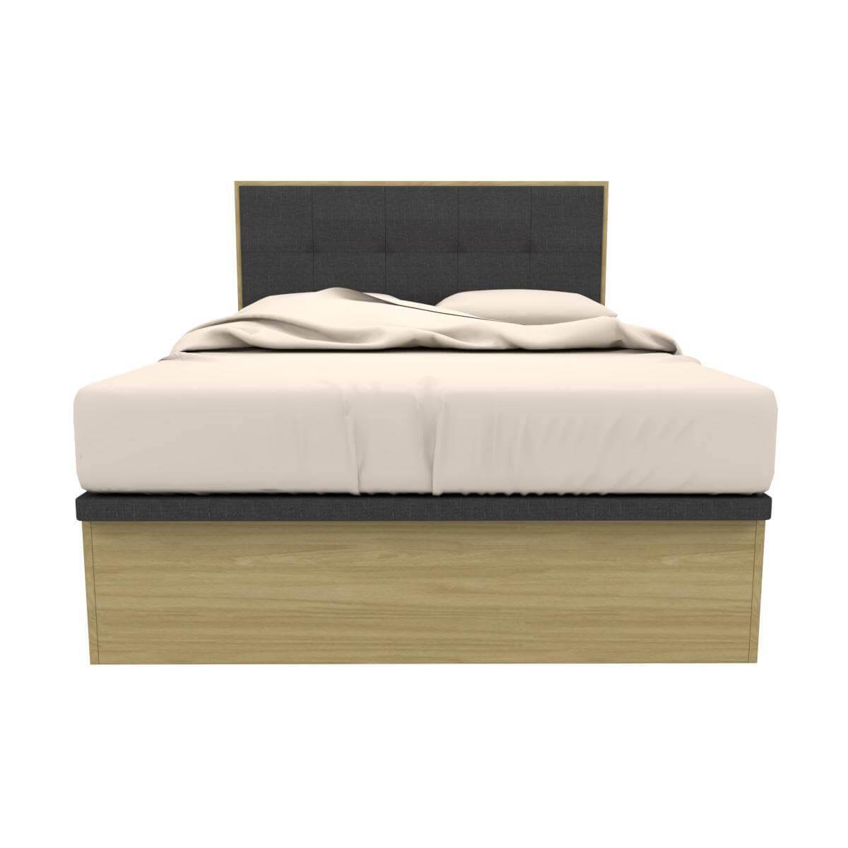 Queen Size Wooden Storage Bed with Solano Hybrid Foam Mattress - Modern Platform Bed Frame with Underbed Storage & Comfortable Mattress for Small Space Bedroom, Guest Room or College Dorm