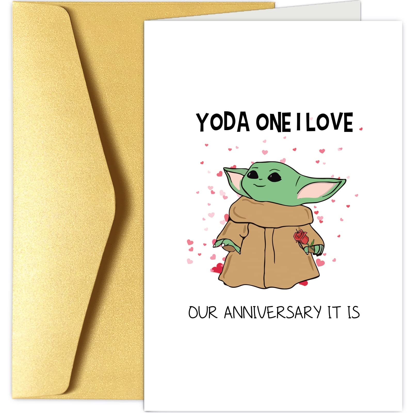 Baby Yoda Anniversary Card - Star Wars The Mandalorian Inspired Wedding Card for Couples | Perfect for Husband, Wife & Star Wars Fans | Use for Anniversaries, Valentine's Day & Romantic Occasions