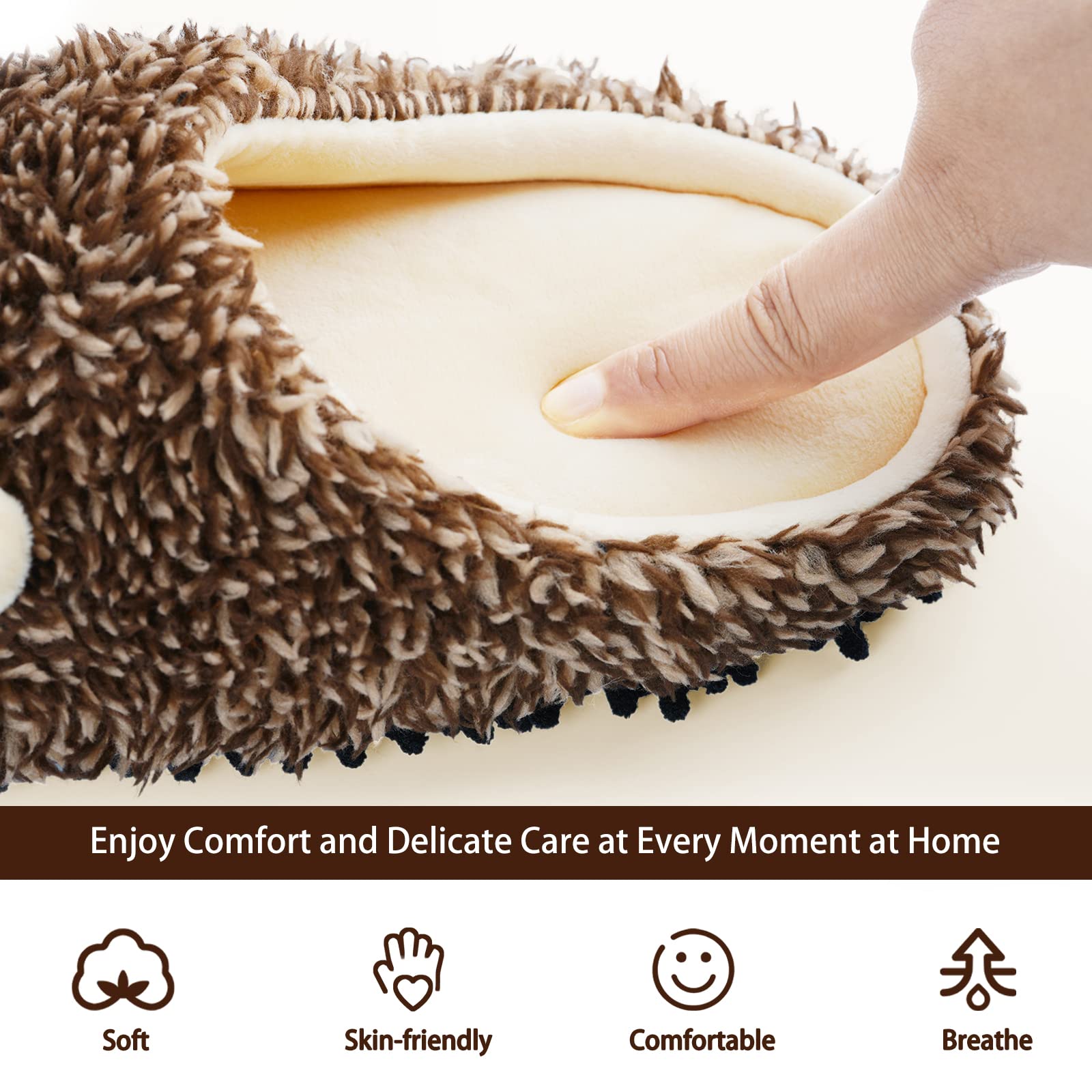 Liitrton Cartoon Hedgehog Microfiber Slippers - Washable Mop Slippers for Cleaning Floors | Dust & Hair Removal | Women's 7.5-8.5/Men's 6-7 | Perfect for Office, Home & Pet Owners