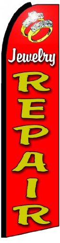 5-Pack Jewelry Repair 11.5' Swooper #4 Feather Flags - Custom Printed Advertising Banners for Store Promotions, Grand Openings & Trade Shows