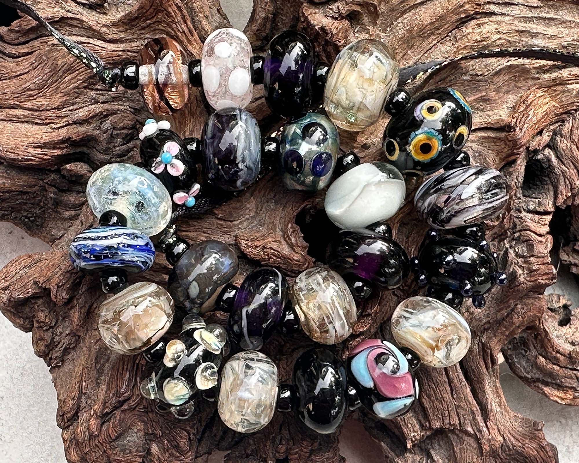 23-Piece Black Orphans Lampwork Glass Beads Set - SRA Certified for Jewelry Making, DIY Crafts & Scrapbooking Projects