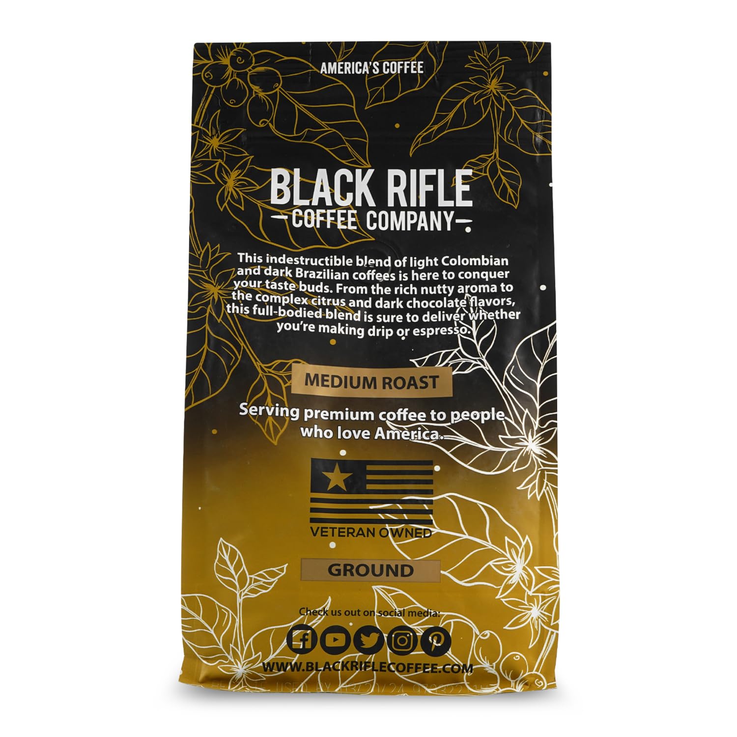 Black Rifle Coffee Company AK Espresso Medium Roast Ground Coffee - 12 oz Bag for Home Brewing & Office Use | Rich Flavor & Aromatic Blend