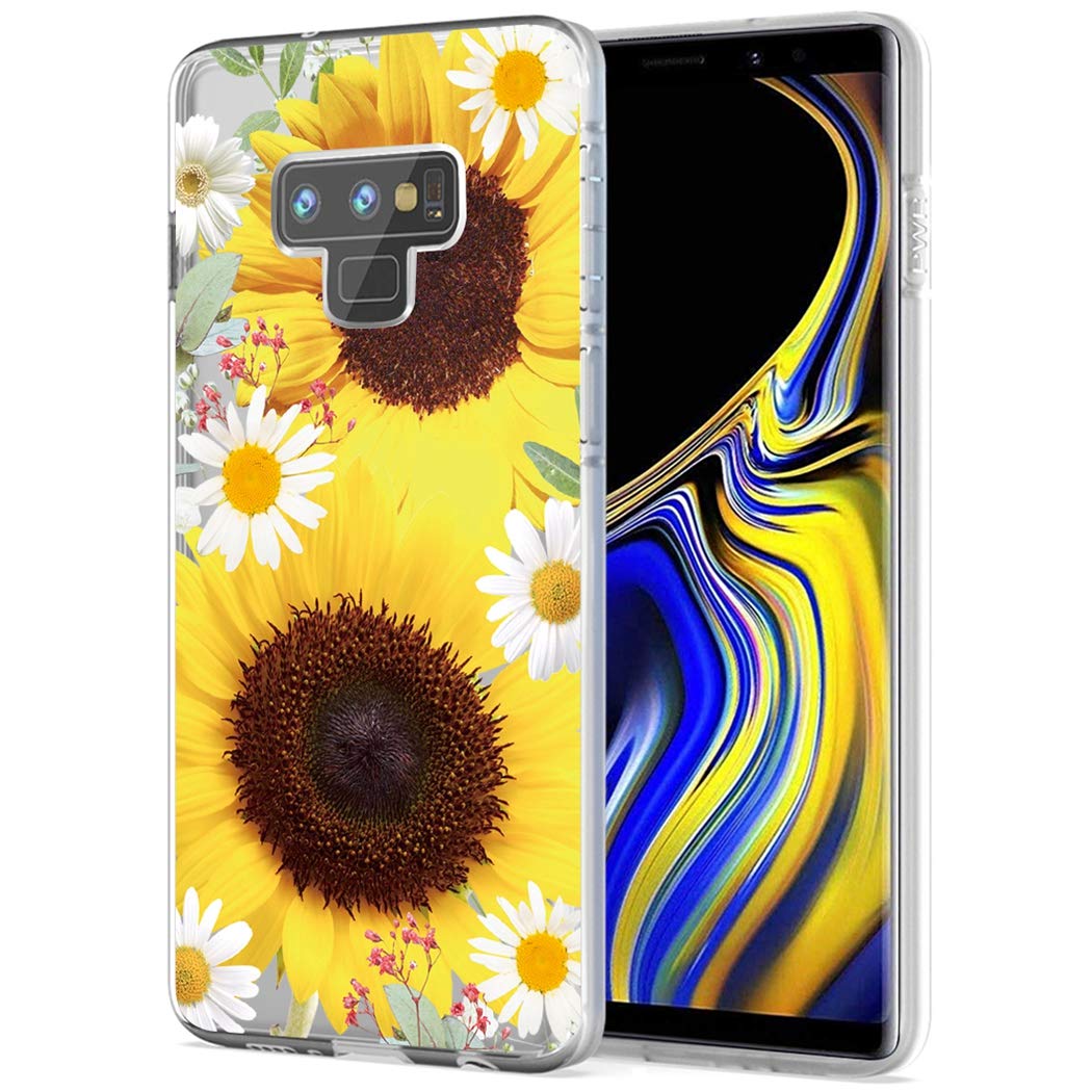 Samsung Galaxy Note 9 Phone Case - Clear Soft TPU Shockproof Protective Cover for Women & Girls | Trendy Sunflower Design | Perfect for Everyday Use, Work & Travel Protection