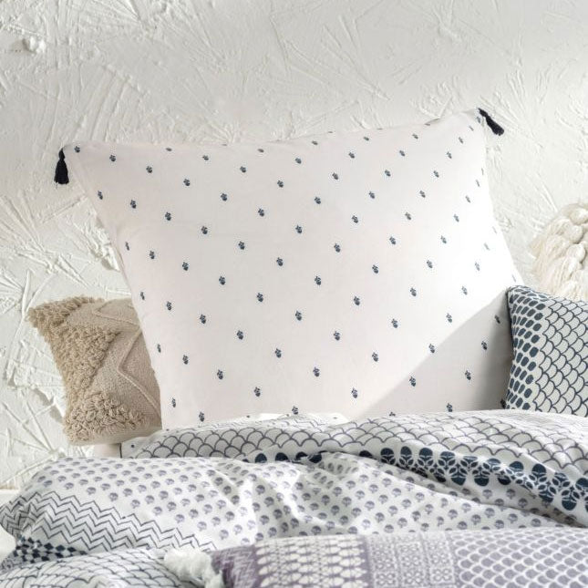 Premium Anika Blue European Pillowcase Set - 100% Cotton Luxury Bedding by Linen House - Perfect for Master Bedroom, Guest Room & Hotel Decor