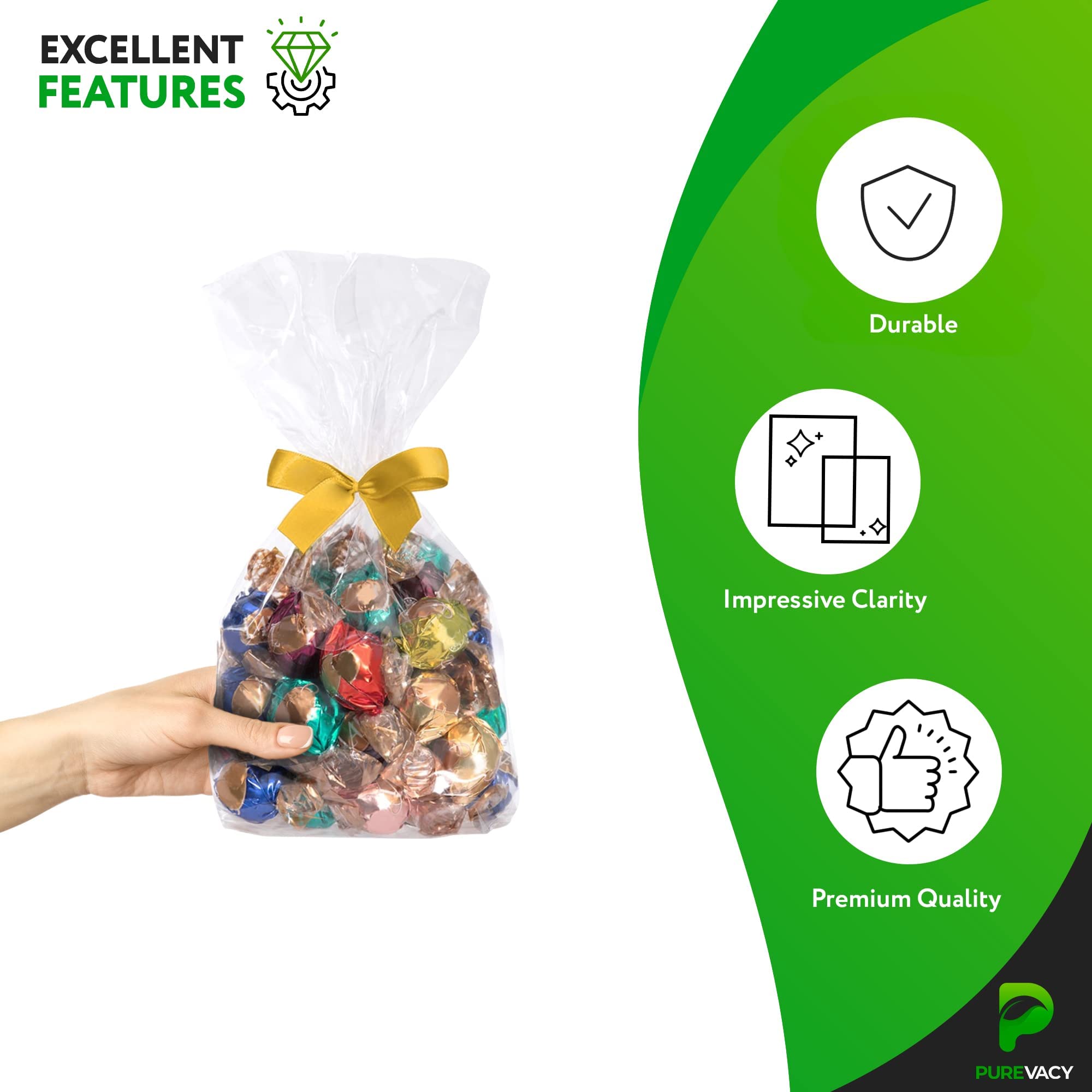 Clear Gusseted Poly Bags 5x3x15 Inches - 1000 Pack 1 Mil Side Gusseted Plastic Bags for Packaging | Leakproof Food Storage Bags for Coffee Beans, Nuts, Grains & Bulk Items | Perfect for Retail, Wholesale & Home Organization