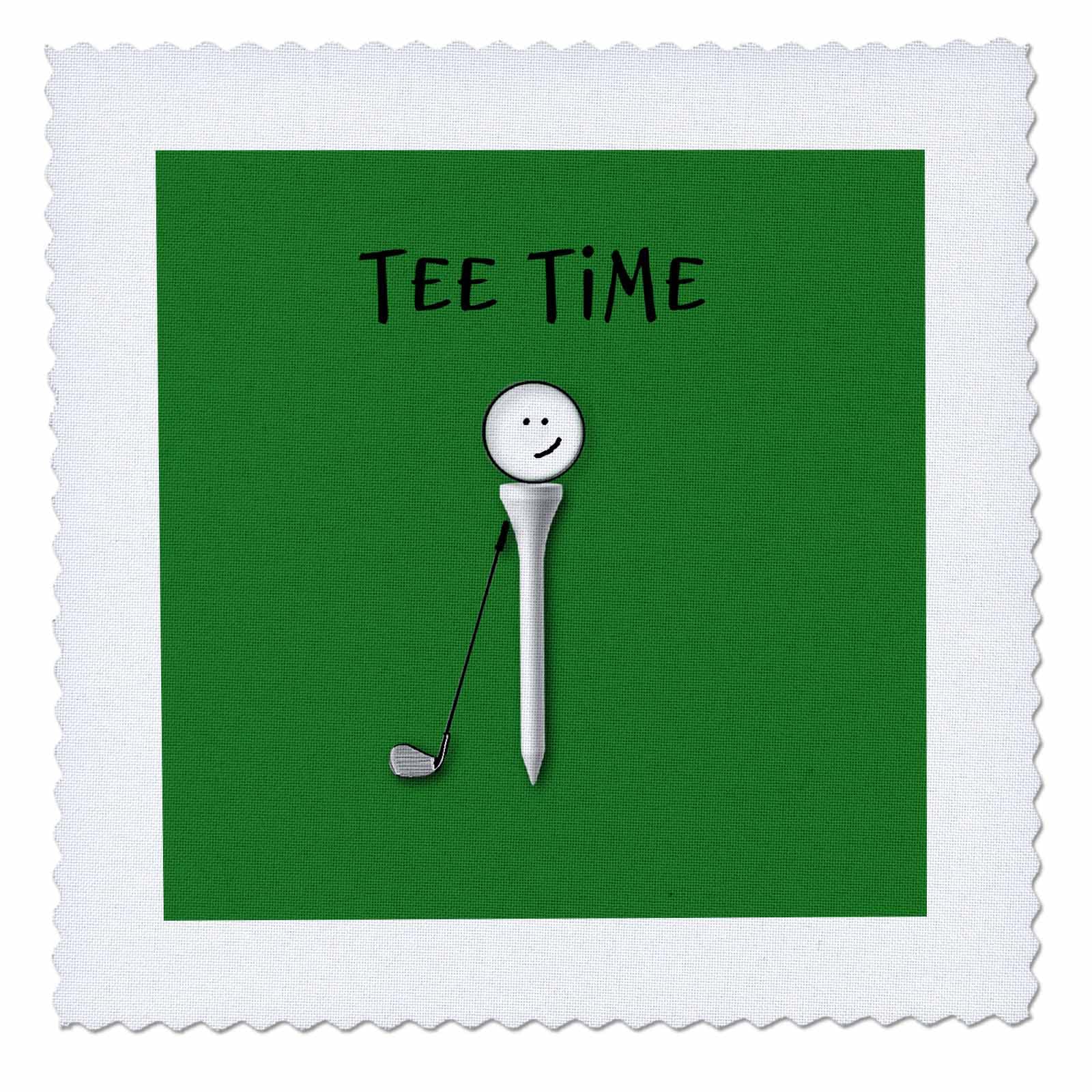 10x10 Inch Quilt Square - Funny Golf Tee Shirt Design with Smile & Club Text Art - Perfect for Golf Lovers, DIY Quilting Projects & Home Decor