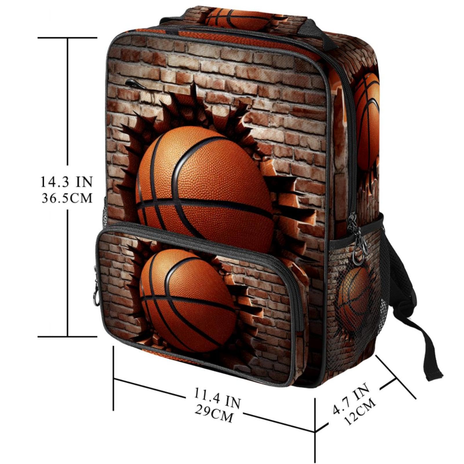 Men's & Women's Travel Backpack - Durable Ball Basketball Wall Texture Design - Perfect for Hiking, Gym, Work & School