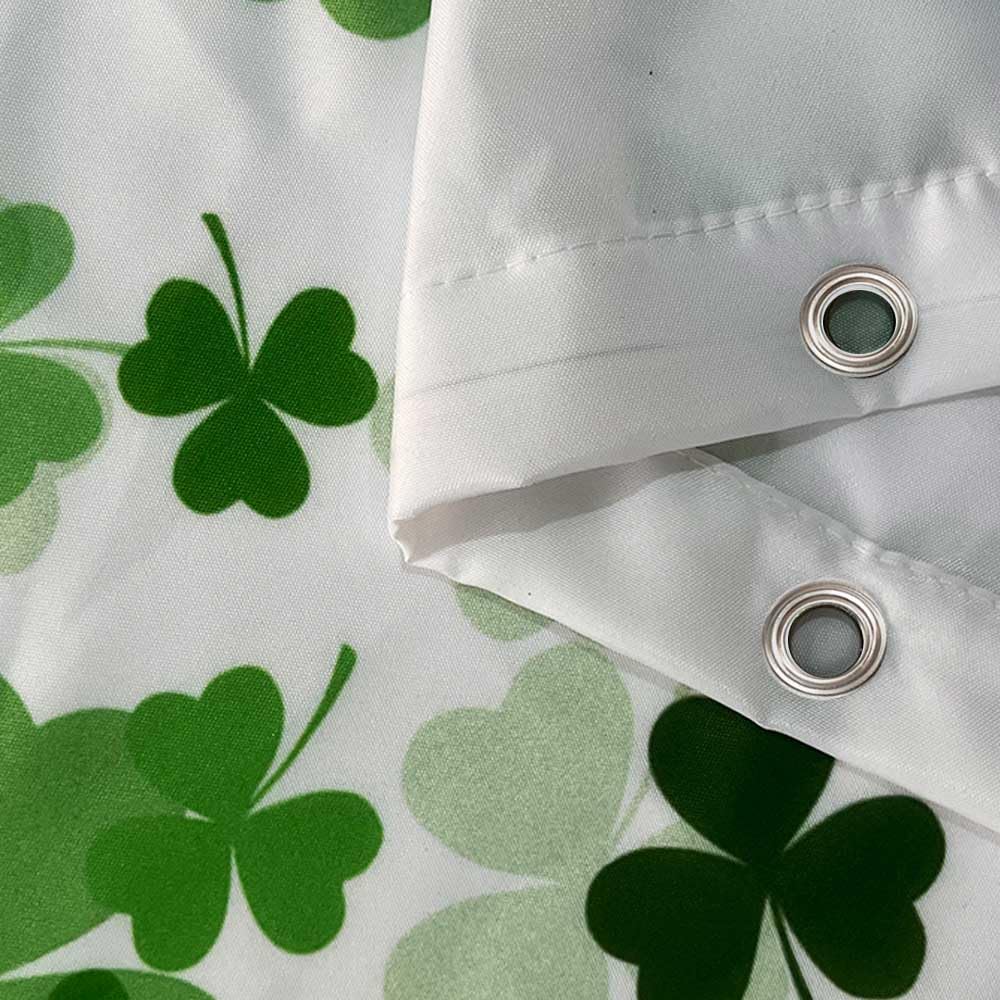 St. Patrick's Day Shower Curtain - Green Clover Leaf Irish Shamrock Design with Hooks, 72x72 inches - Perfect for Bathroom Decor & Irish Themed Parties