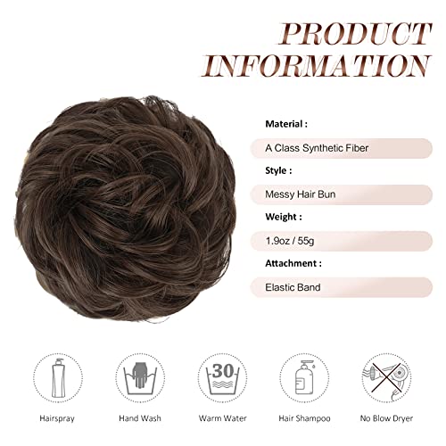 Large Curly Hair Bun Scrunchie Extension - Perfect for Ponytails, Updos & Everyday Hairstyles