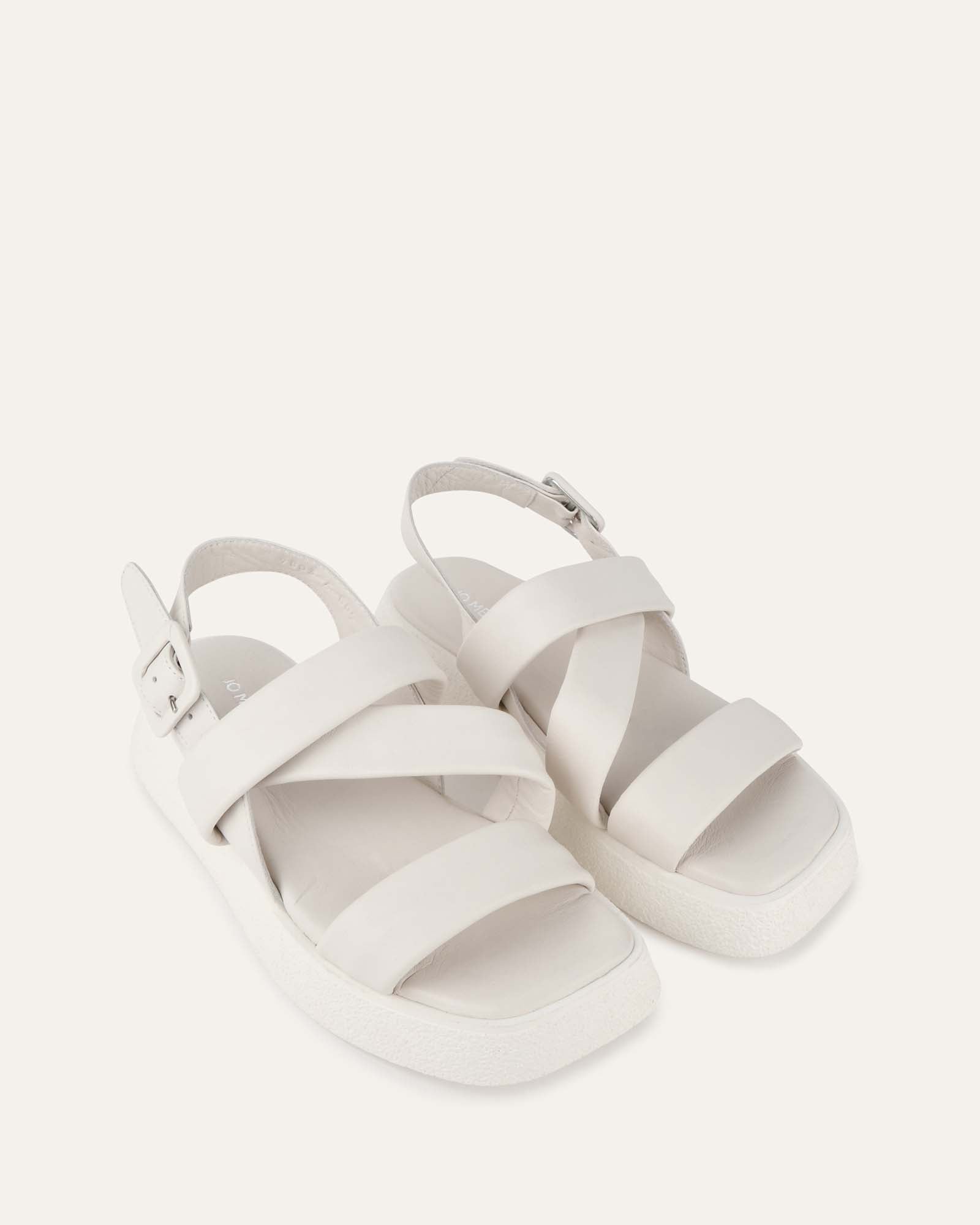 ZIA Women's Flat Sandals - White Leather Comfortable Slip-On Summer Shoes for Beach, Travel & Casual Outfits