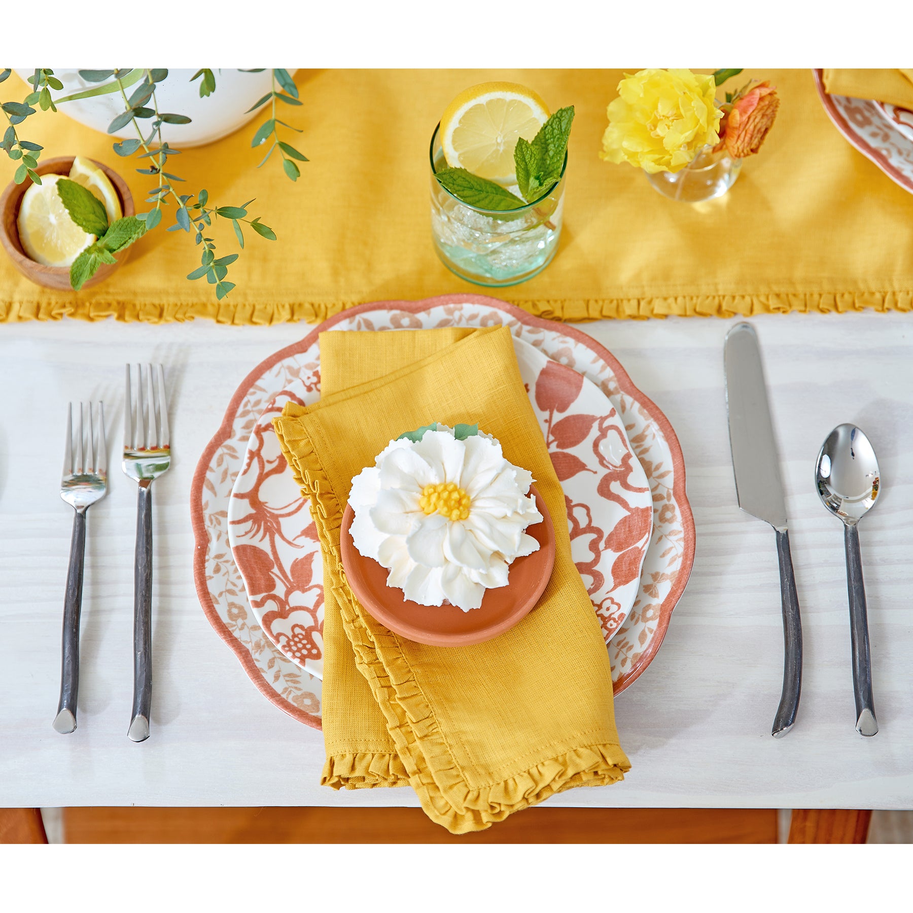 Juliette Ruffled Napkins - Set of 4 Premium Cotton Dinner Napkins for Formal Dining & Special Occasions